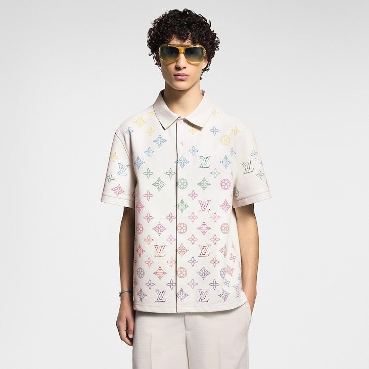 Louis Vuitton Monogram Flower Perforated Leather Polo Shirt Size US M / EU 48-50 / 2 - 3 Thumbnail
