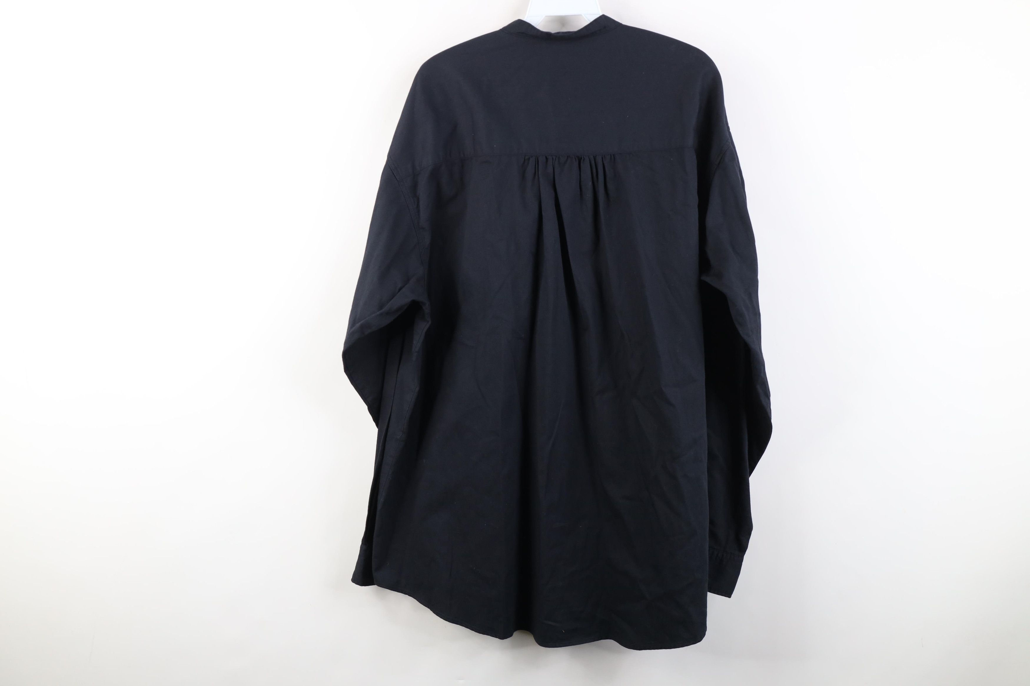 Vintage Vintage 90s Streetwear Band Collar Button Shirt Black Cotton Size US XL / EU 56 / 4 - 8 Thumbnail