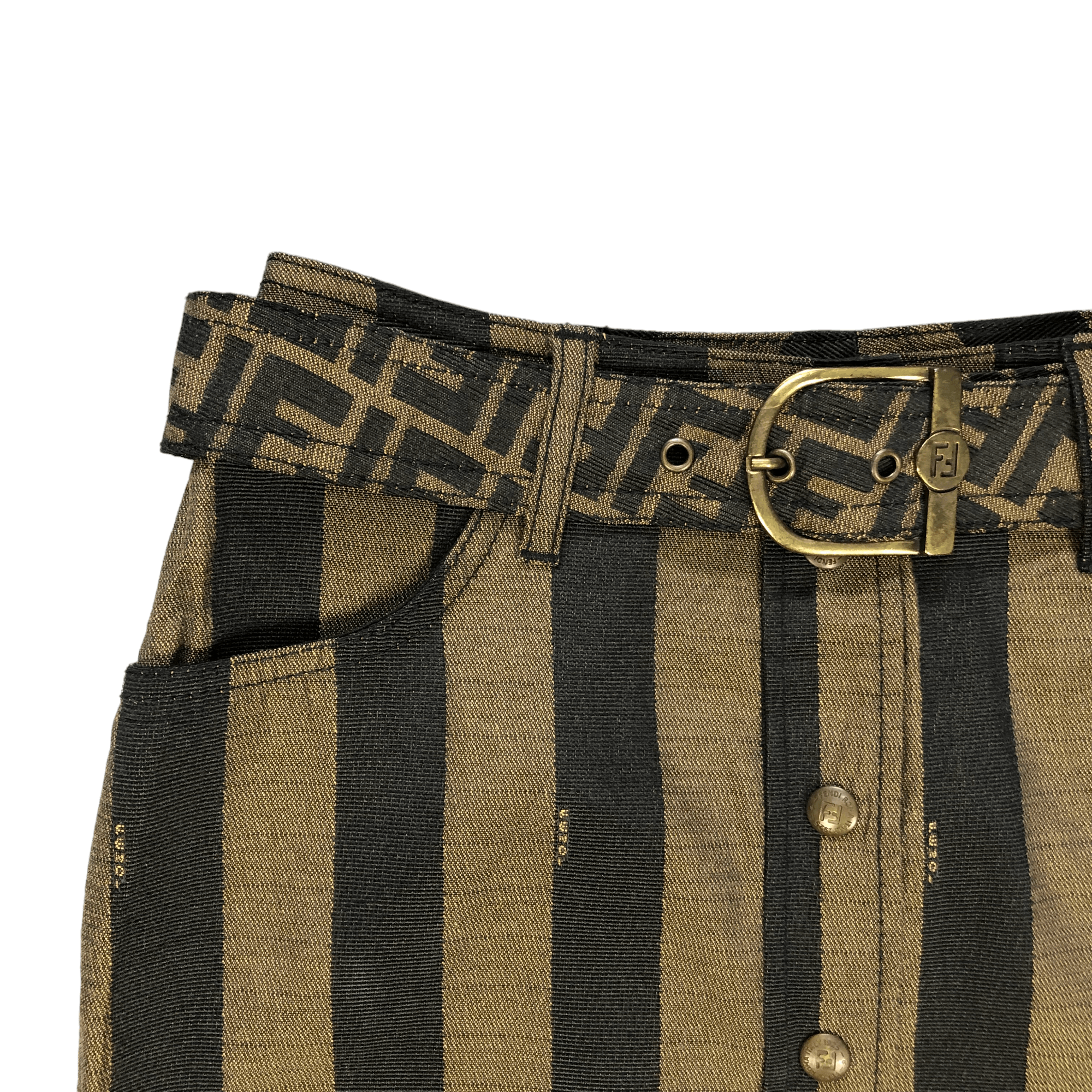 Fendi FENDI JEANS BELTED MONOGRAM STRIPES MINI SKIRTS #6248-220 Size 24" / US 00 / IT 34 - 3 Thumbnail