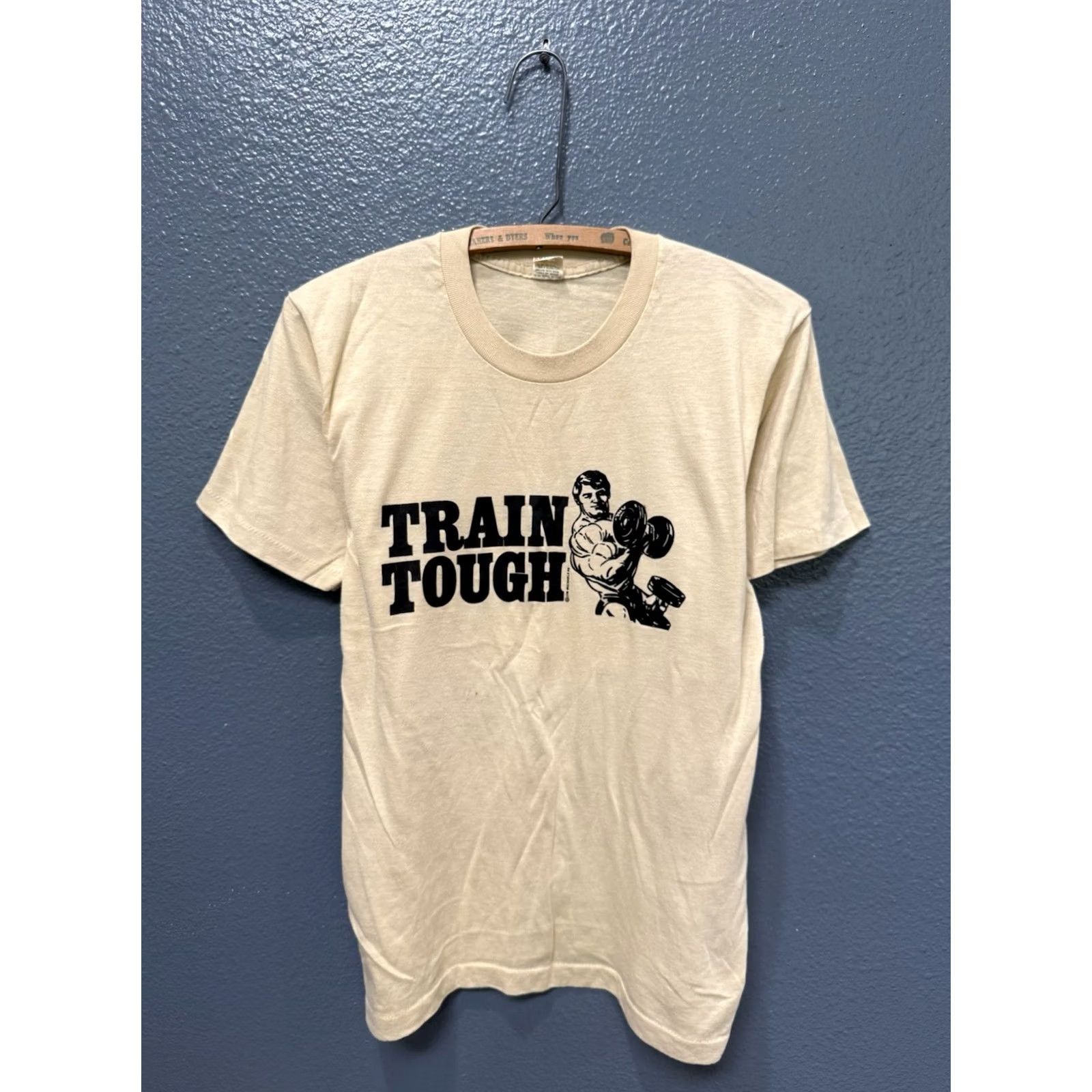 Vintage VINTAGE Screen Stars Tee Shirt Large 1983 Jim Michaels Train Tough Body Building Stars Mens Size US L / EU 52-54 / 3 - 3 Thumbnail