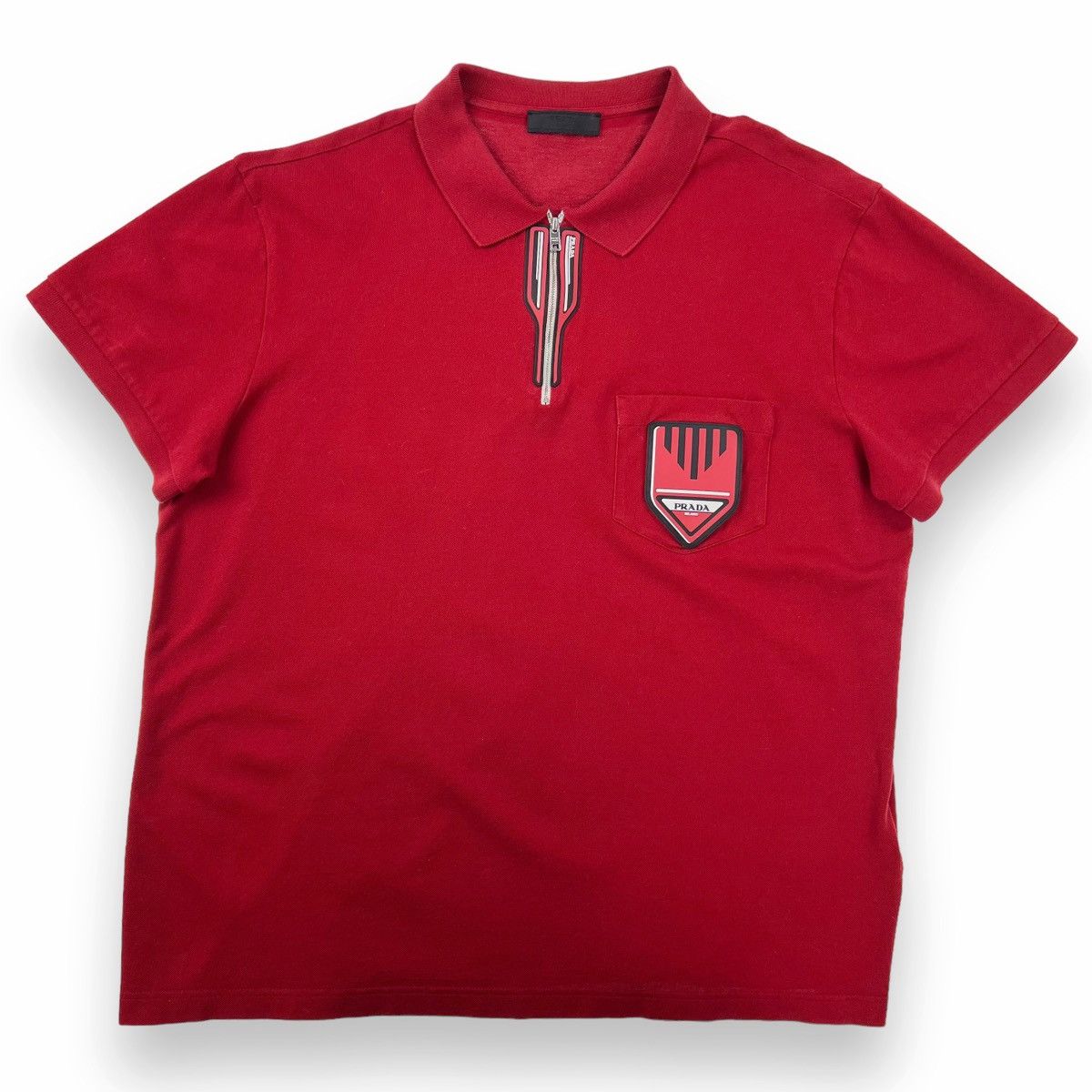 Prada Prada Rubber Logo Red Polo Shirt Size US M / EU 48-50 / 2 - 2 Thumbnail
