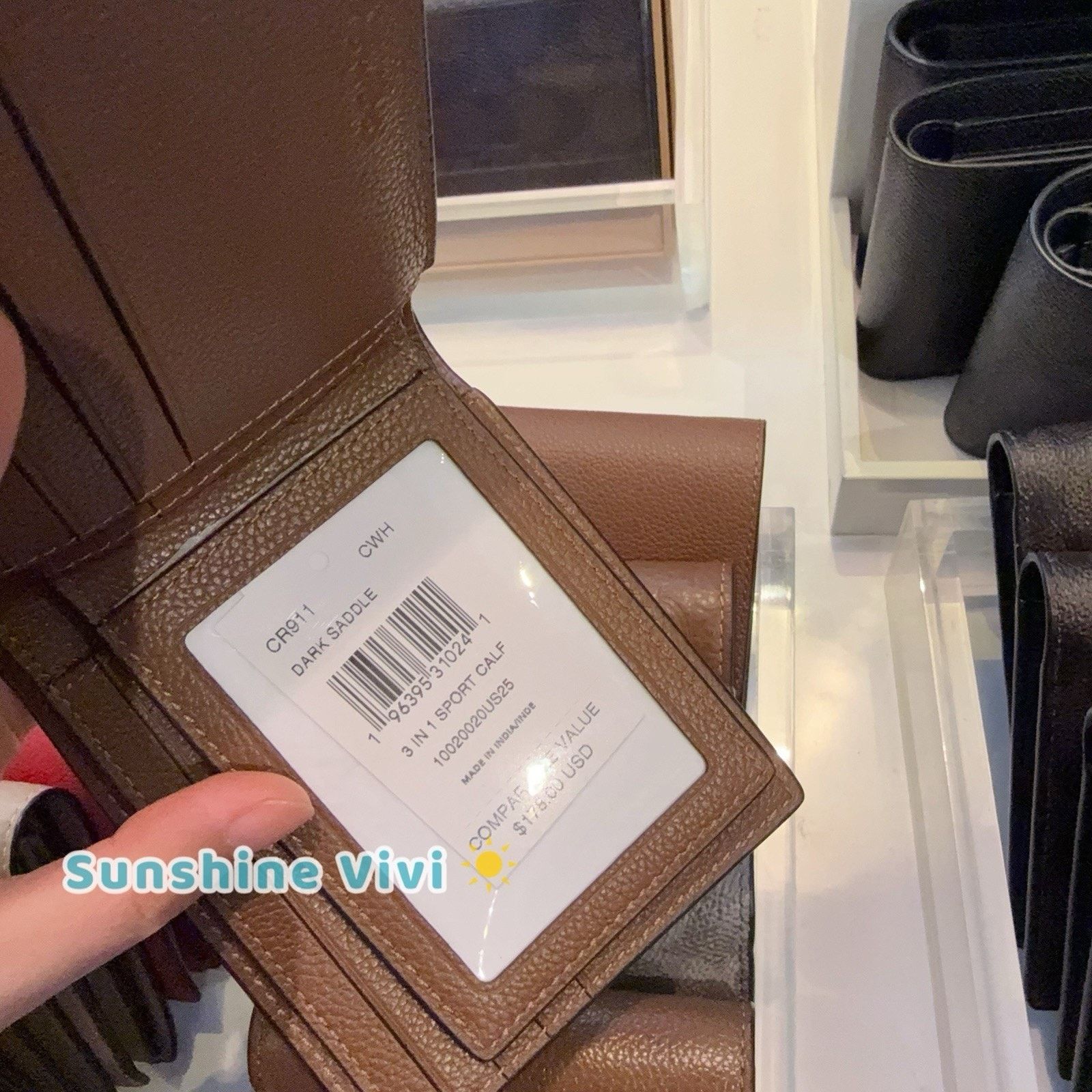 Coach NWT COACH CR911 Men's 3-In-1 Wallet Leather DARK SADDLE Size ONE SIZE - 6 Thumbnail