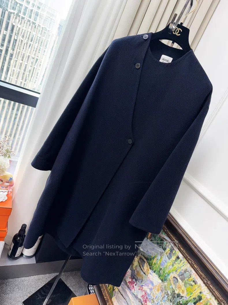 Hermes Hermes Navy Blue Cashmere Mid-length Coat Size XS / US 0-2 / IT 36-38 - 1 Thumbnail