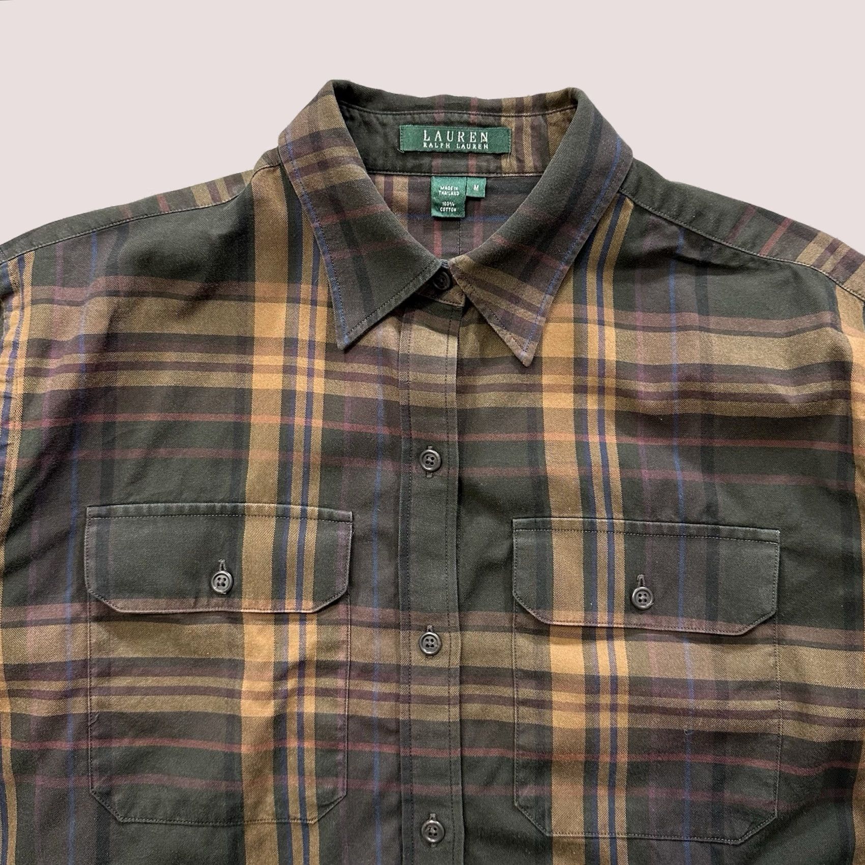 Ralph Lauren Lauren Ralph Lauren Button-Up Shirt Womens M Brown Plaid Elbow Patch Size M / US 6-8 / IT 42-44 - 1 Thumbnail