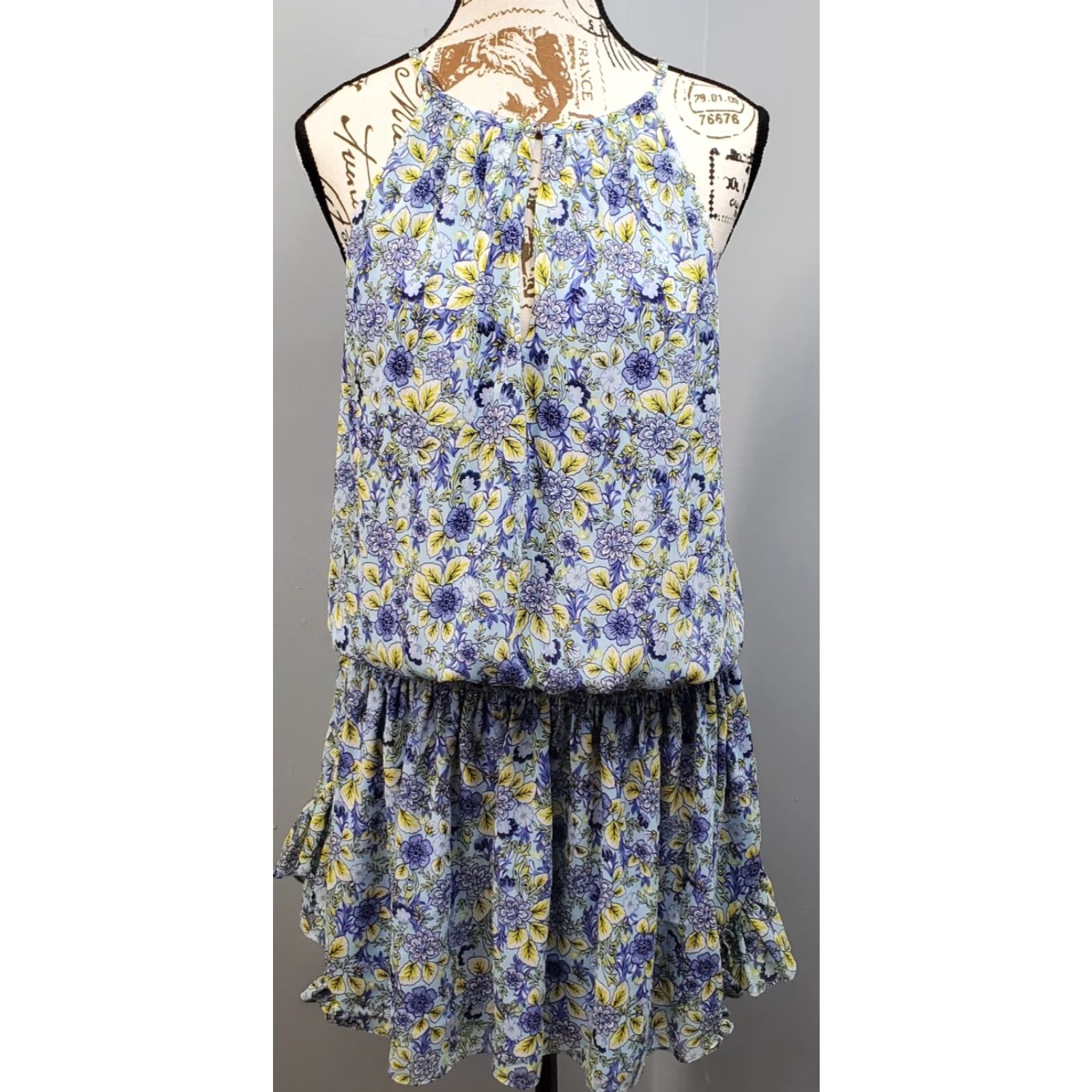 Ramy Brook Ramy Brook Halter Dress Womens L Floral Lined Smocked Waist Peplum Hem Pencil? Size L / US 10 / IT 46 - 2 Thumbnail