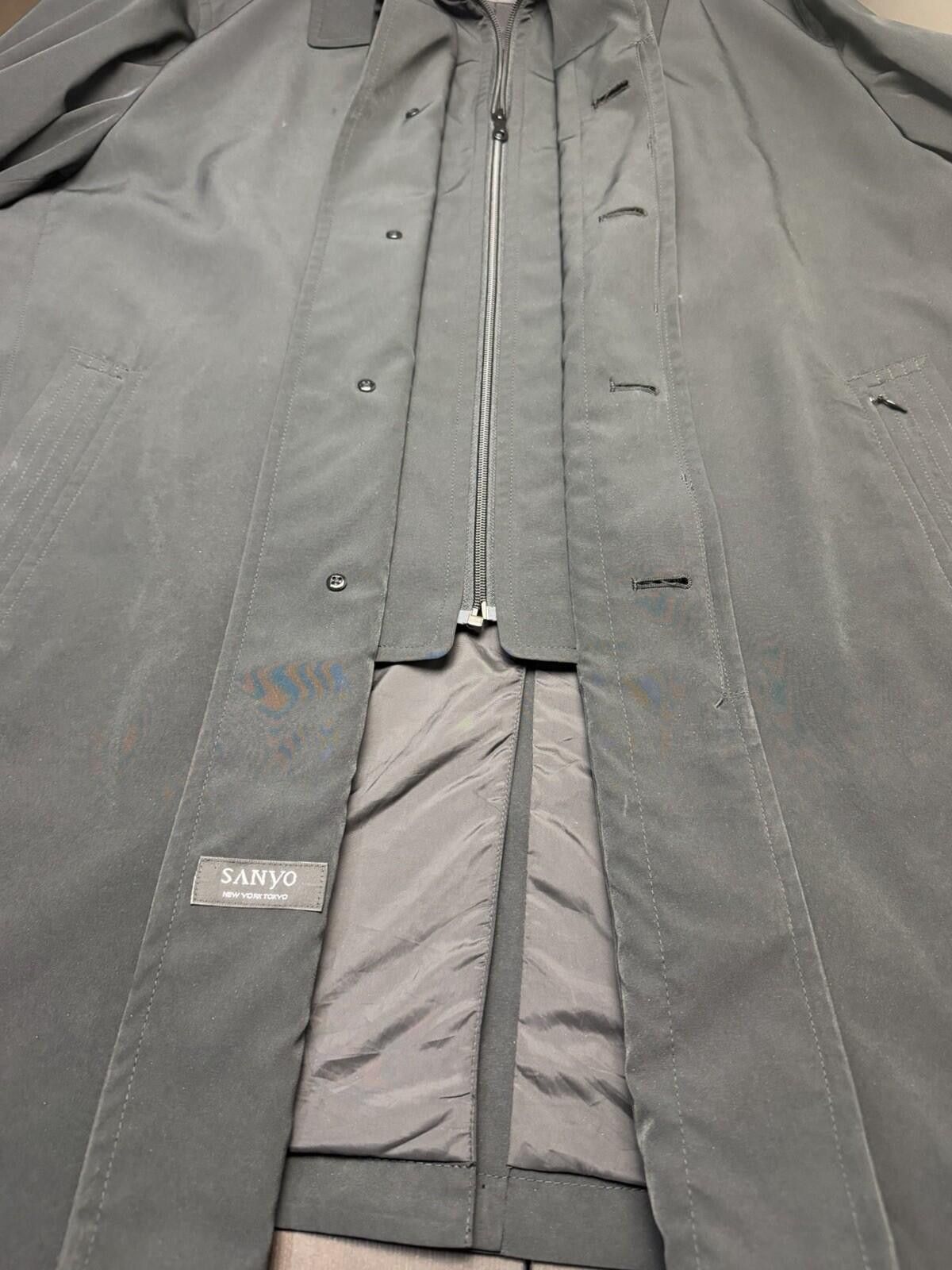 Sanyo Sanyo Mens 48R Black Trench Coat Raincoat Overcoat Classic Size US M / EU 48-50 / 2 - 6 Thumbnail