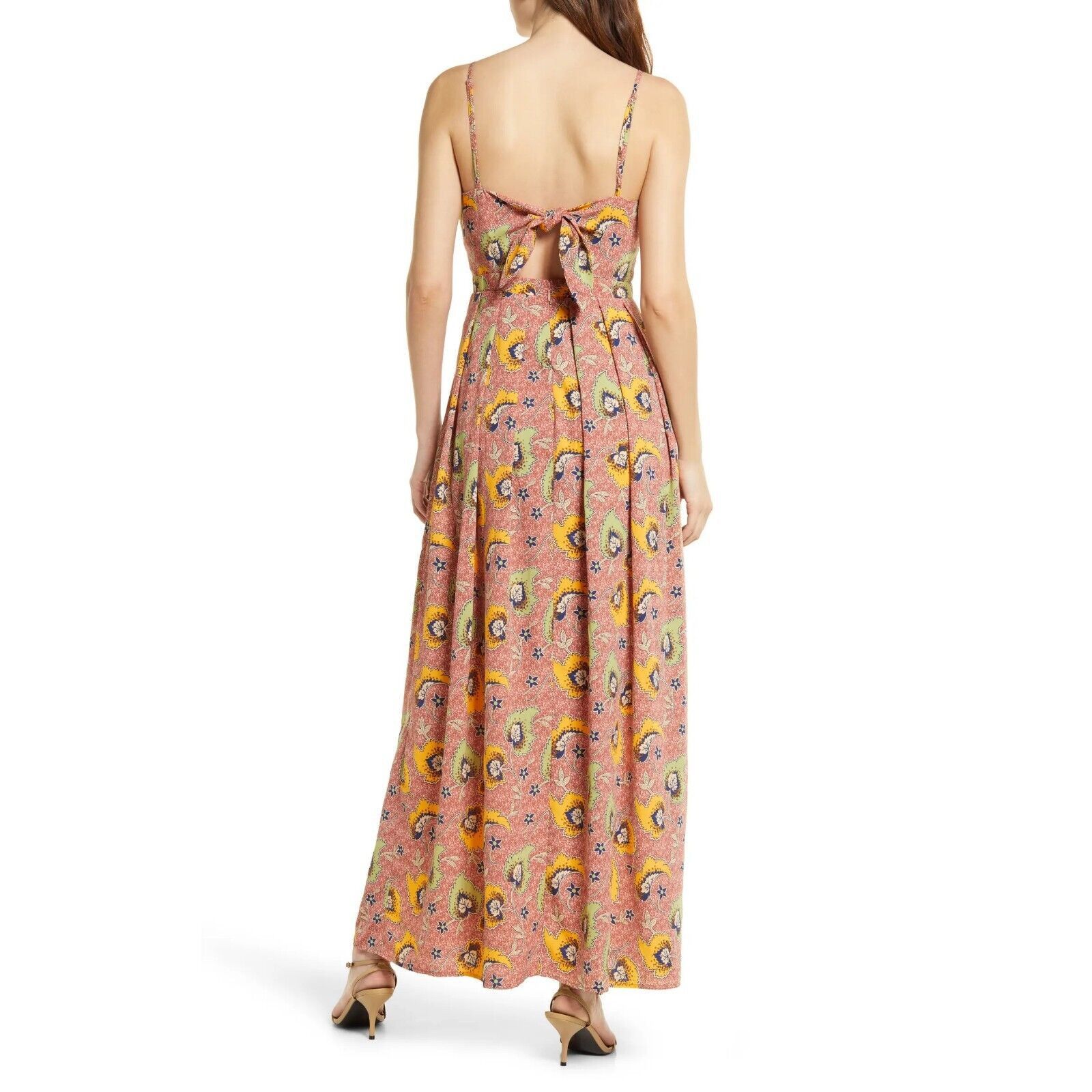 The Unbranded Brand Chelsea28 Women Paisley Satin Cutout Maxi Dress Size XL Size XL / US 12-14 / IT 48-50 - 2 Thumbnail