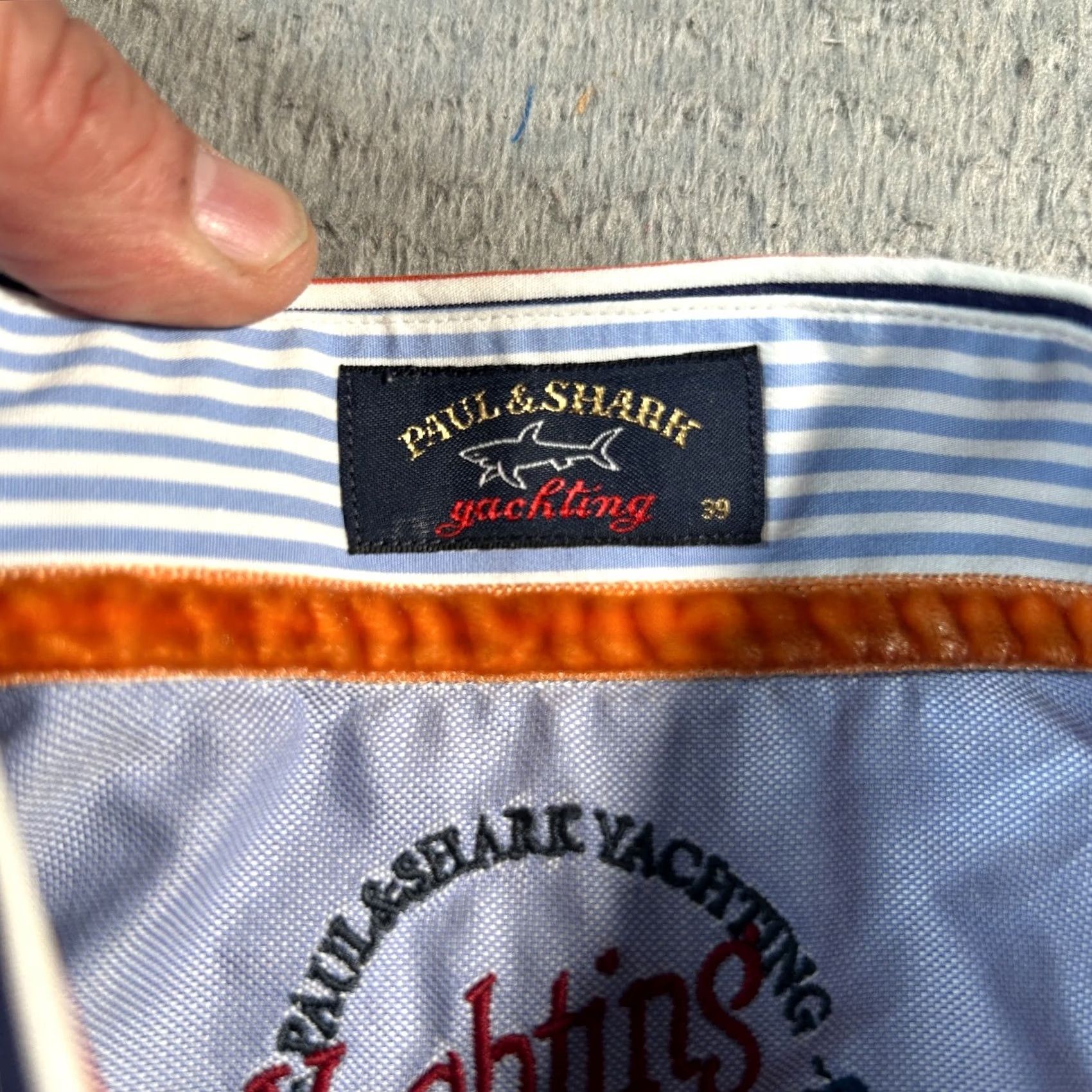 Paul & Shark Paul & Shark Yachting Shirt Mens Medium Striped Long Sleeve Button Up Pocket Embroidered Logo Multicolor Cotton Linen Size US M / EU 48-50 / 2 - 5 Thumbnail