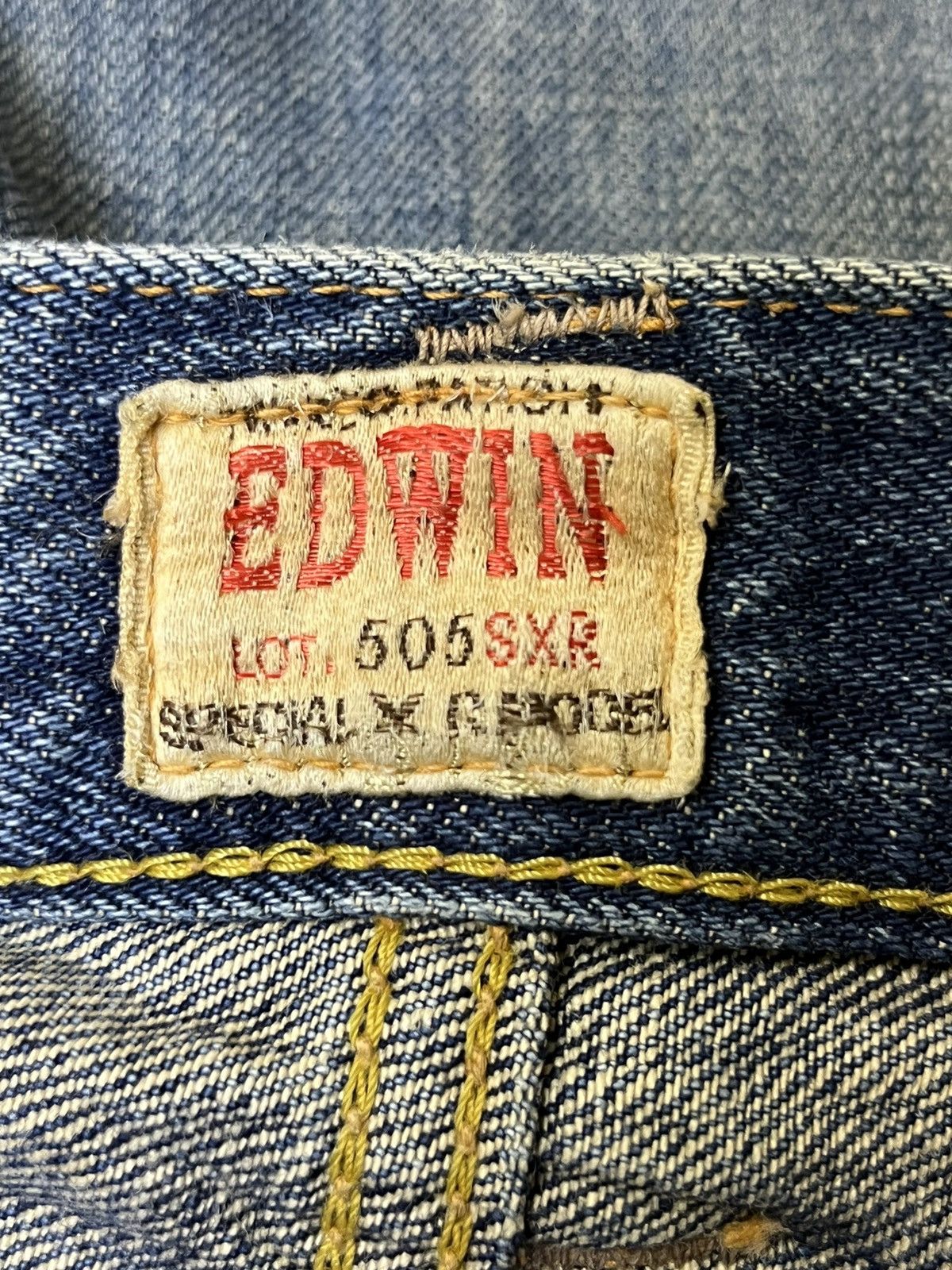 Edwin VINTAGE EDWIN 505SX-R DISTRESSED REDLINE SELVEDGE JEANS Size US 33 - 16 Thumbnail