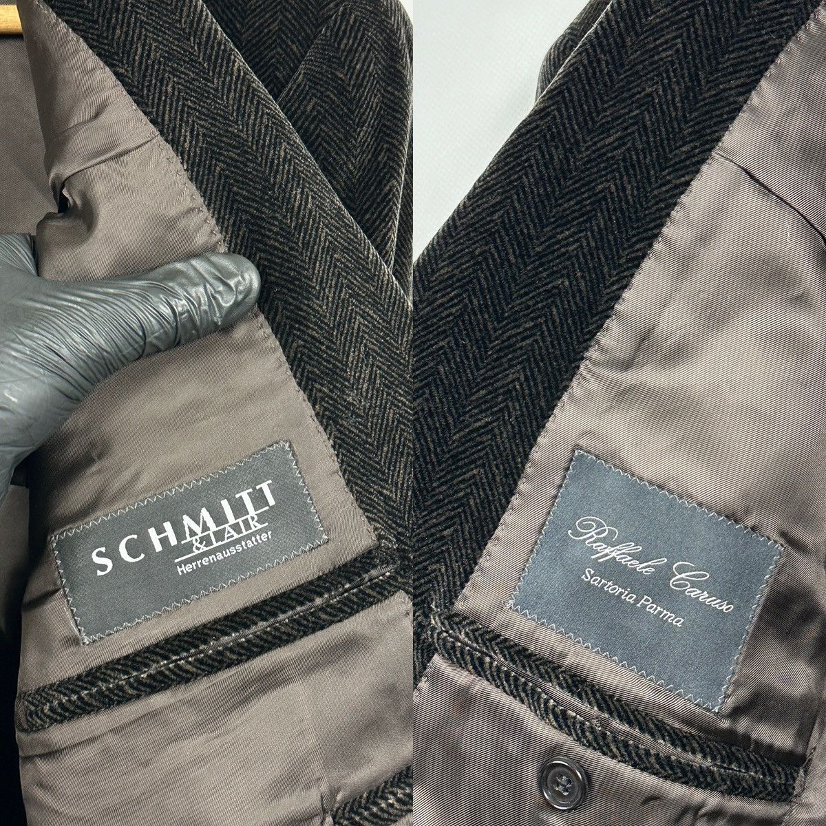 Caruso Raffaele Caruso Sartoria Parma Herringbone Handmade Blazer Size US L / EU 52-54 / 3 - 25 Thumbnail