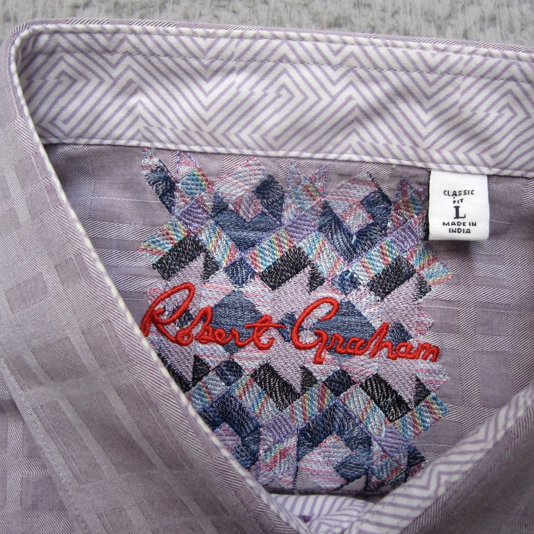 Robert Graham Robert Graham Shirt Mens L Purple Geometric Abstract Button Up Casual Flip Cuff Size US L / EU 52-54 / 3 - 5 Thumbnail