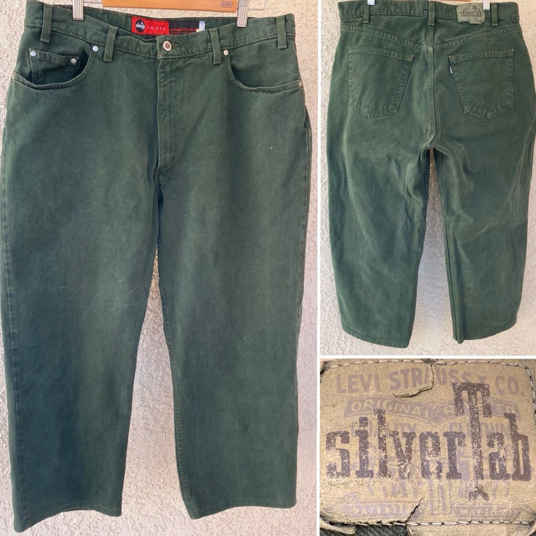 Vintage VINTAGE Levi’s SilverTab Loose Fit Jeans Green Denim 38 25.5 Inseam 5-Pocket USA Grunge 90s Mens Size US 38 / EU 54 - 2 Thumbnail