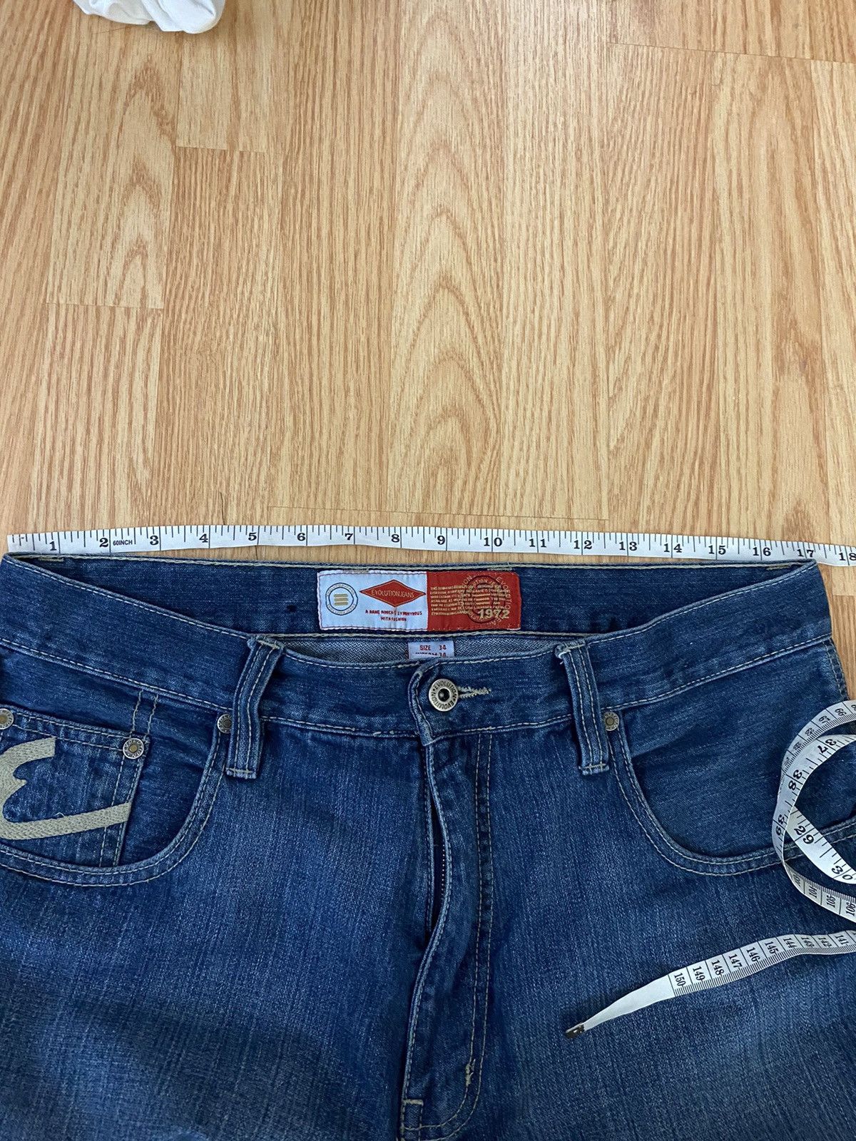 Japanese Brand Vintage Evolution Jeans Back Design Embroidered Denim Jeans Size US 34 / EU 50 - 14 Thumbnail