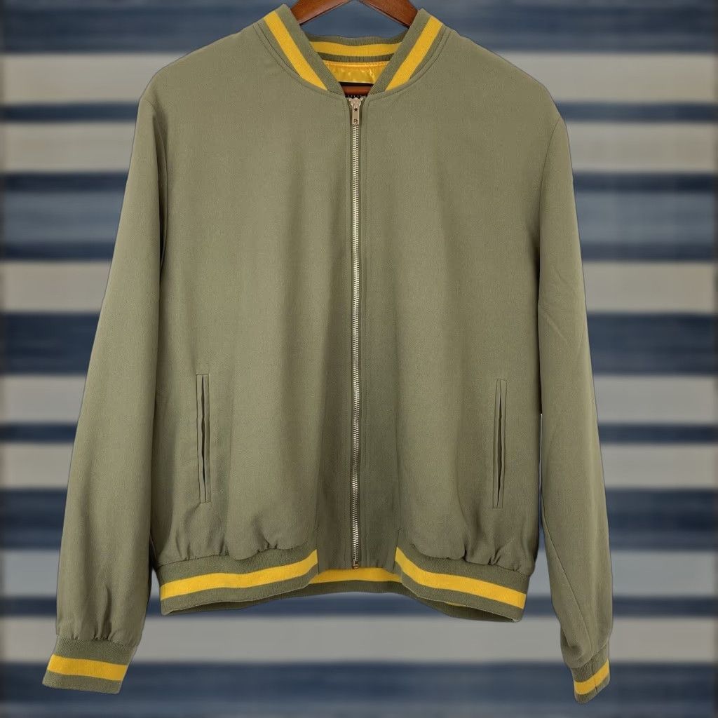 Ashro Women's XL Green Gold Embroidered Full Zip Bomber Jacket NWT