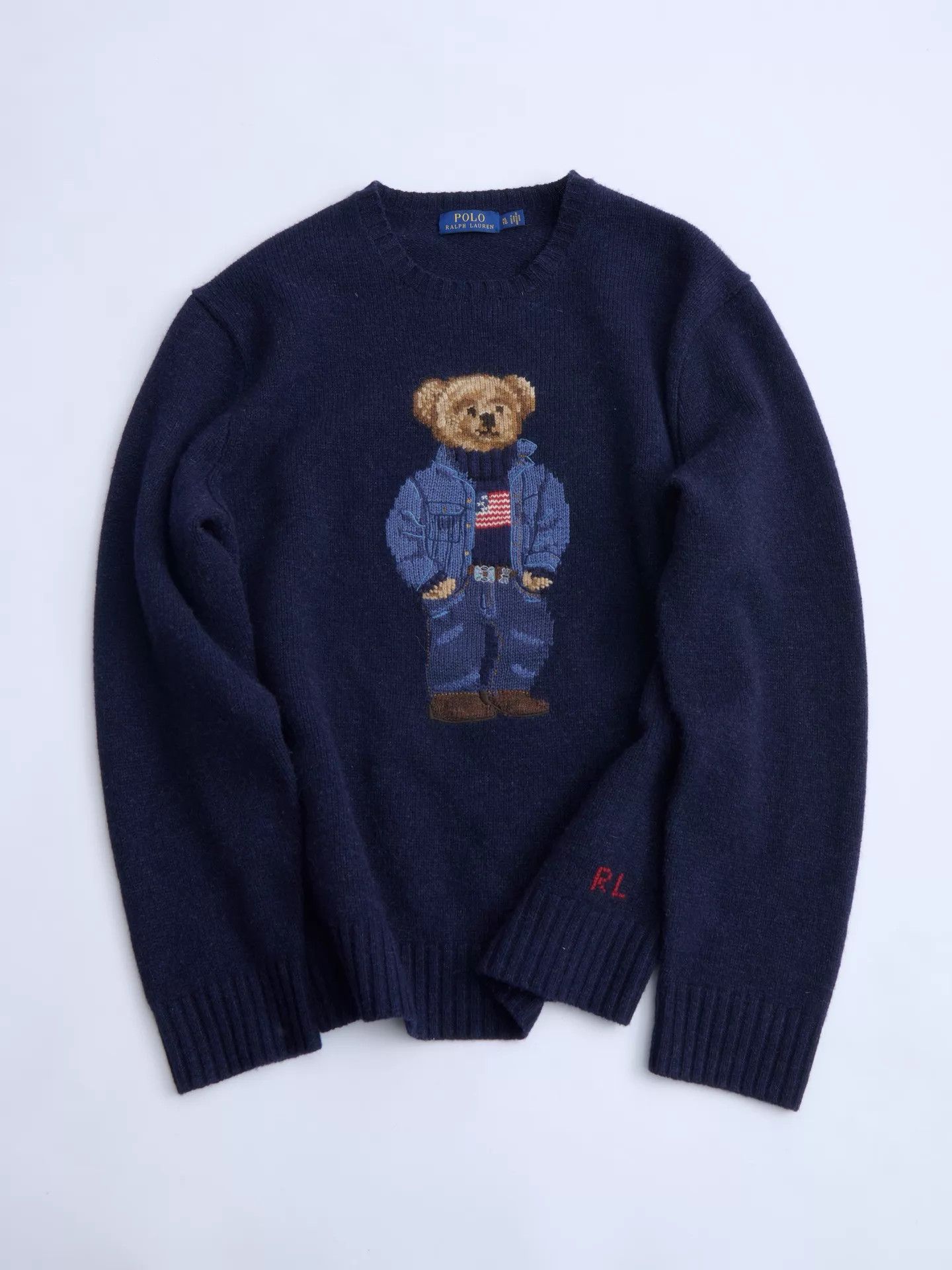 Polo Ralph Lauren POLO RALPH LAUREN Navy Polo Bear Wool Sweater XL Size US XL / EU 56 / 4 - 7 Thumbnail
