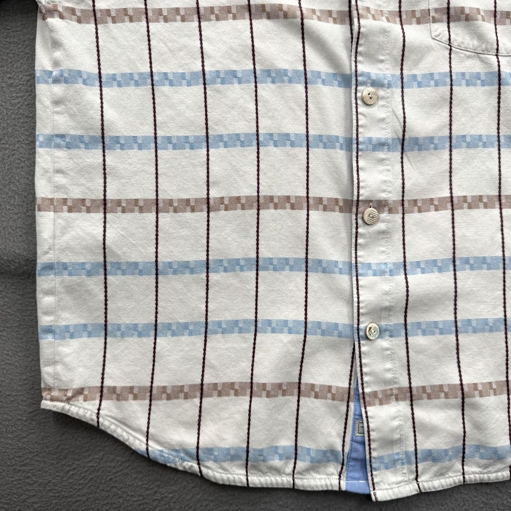 Tommy Bahama Tommy Bahama Shirt Mens Medium Beige Plaid 100% Silk Short Sleeve Button-Up Size US M / EU 48-50 / 2 - 6 Thumbnail