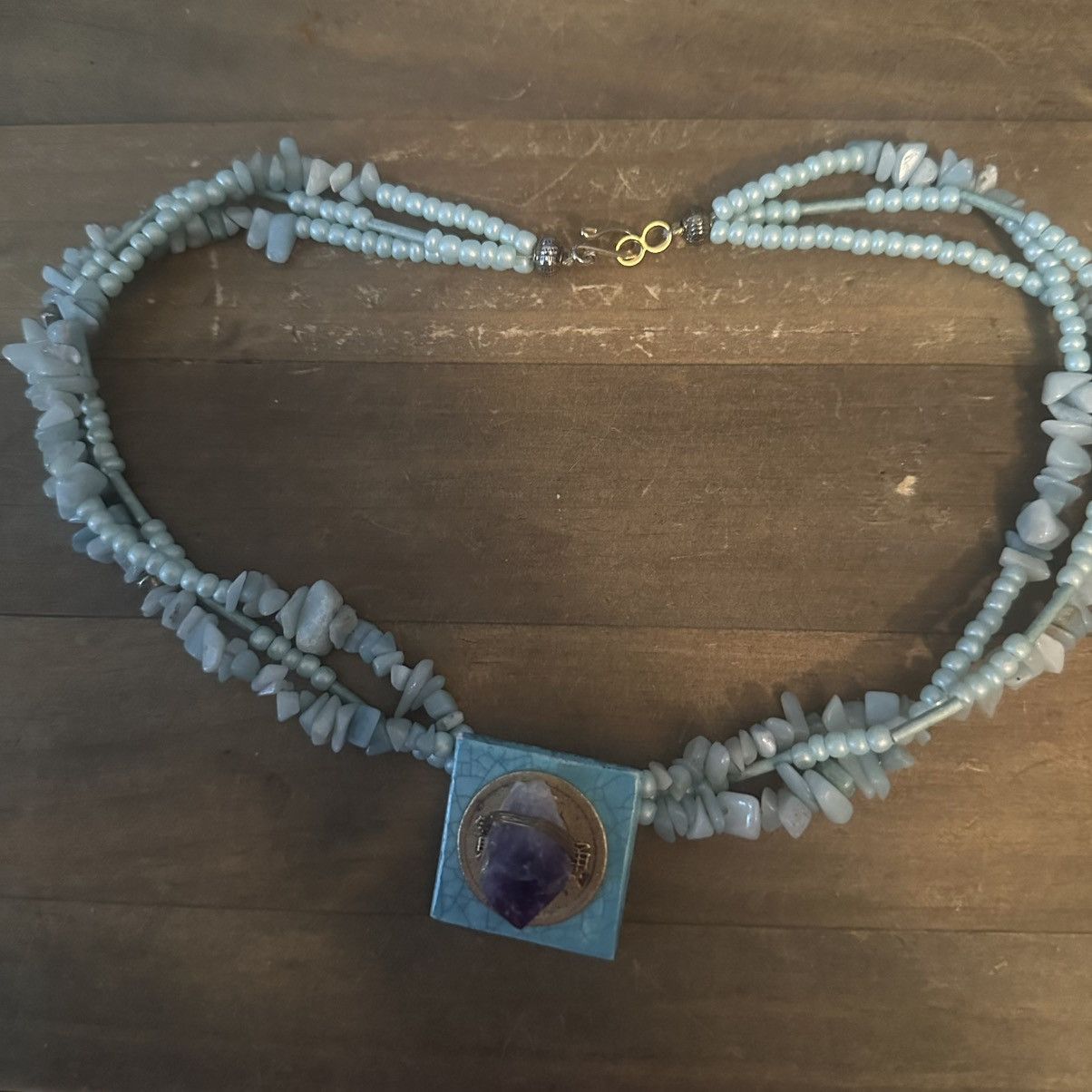 Vintage Vintage multi strand stone chip amethyst pendant necklace Size ONE SIZE - 2 Thumbnail