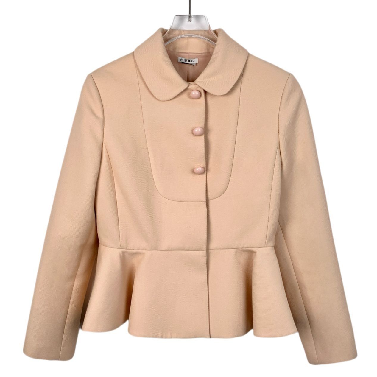 Miu Miu MiuMiu Peplum Jacket With Button Front & Collar In Nude Size M / US 6-8 / IT 42-44 - 1 Thumbnail