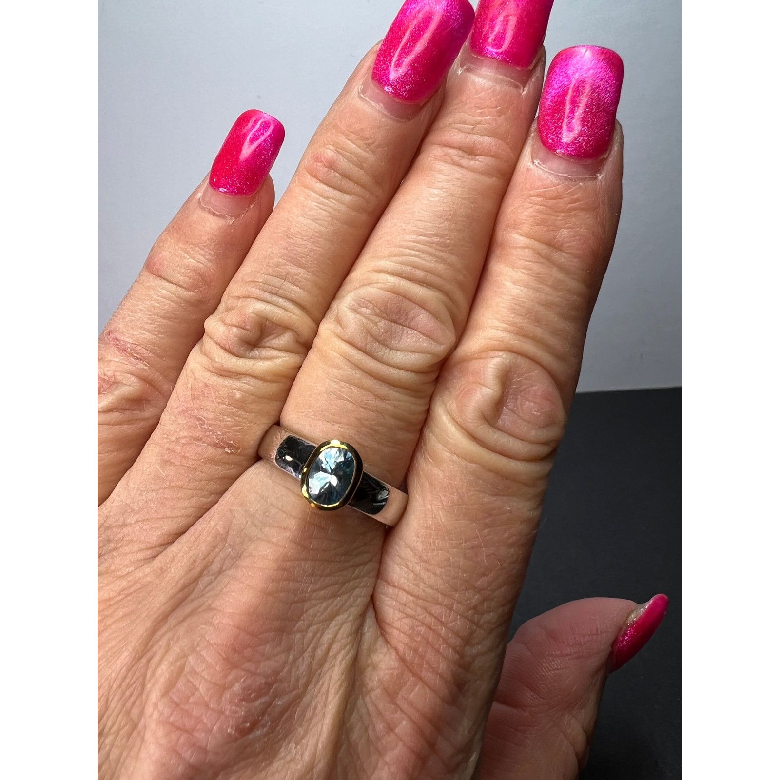 Other NEW Blue zircon ring in YG and platinum over 925 size 9 Size ONE SIZE - 11 Thumbnail