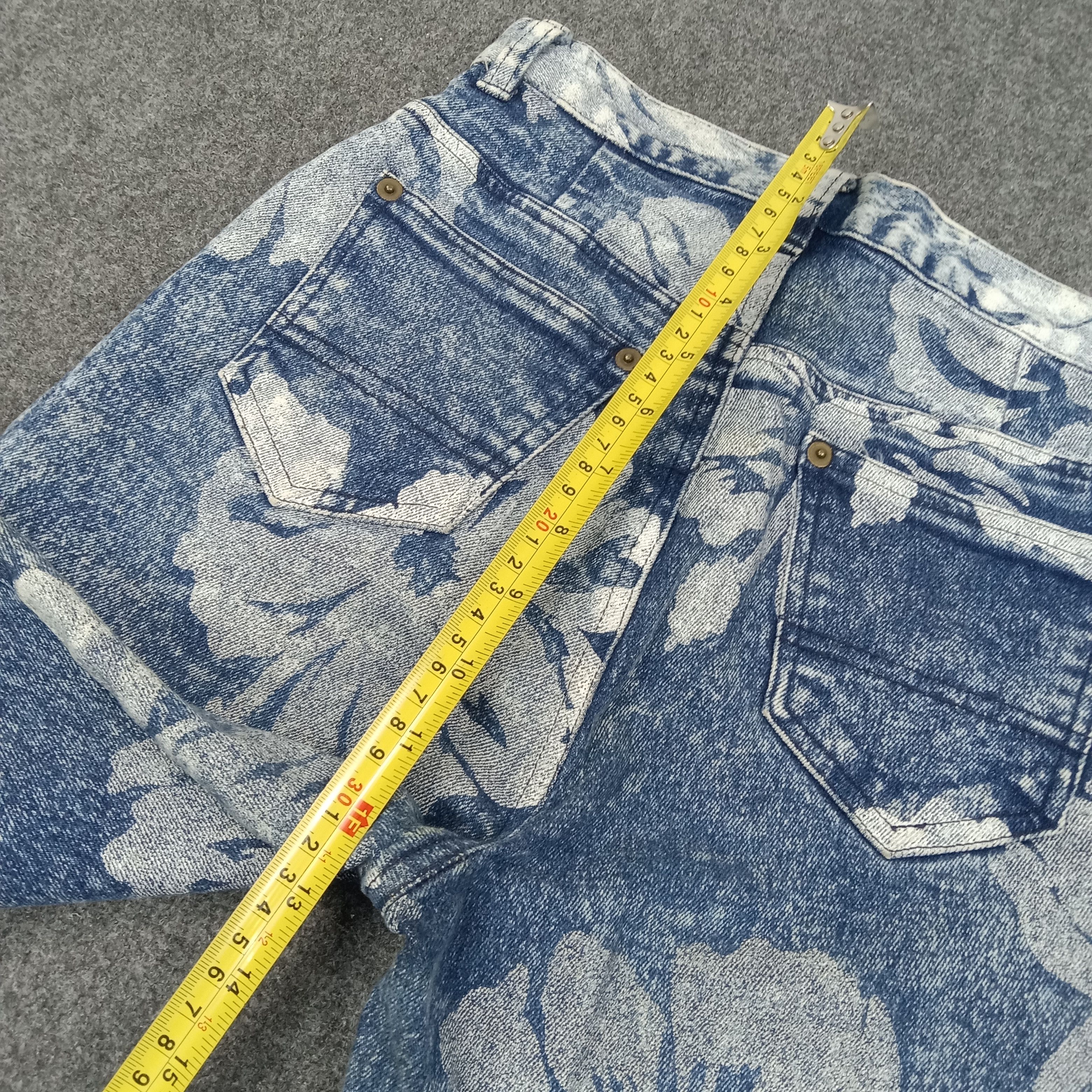 Japanese Brand Ryu Sports Japanese Flower Full Print Jeans C258N26 Size 23" - 10 Thumbnail