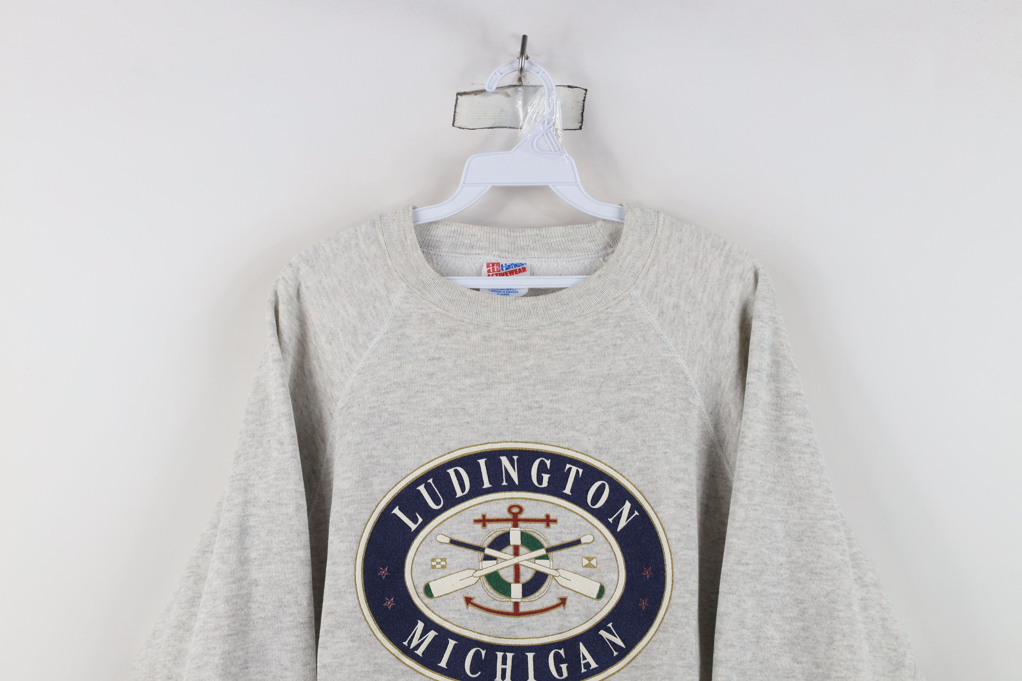Vintage Vintage 90s Streetwear Michigan Sailing Sweatshirt Gray USA Size US XL / EU 56 / 4 - 2 Thumbnail