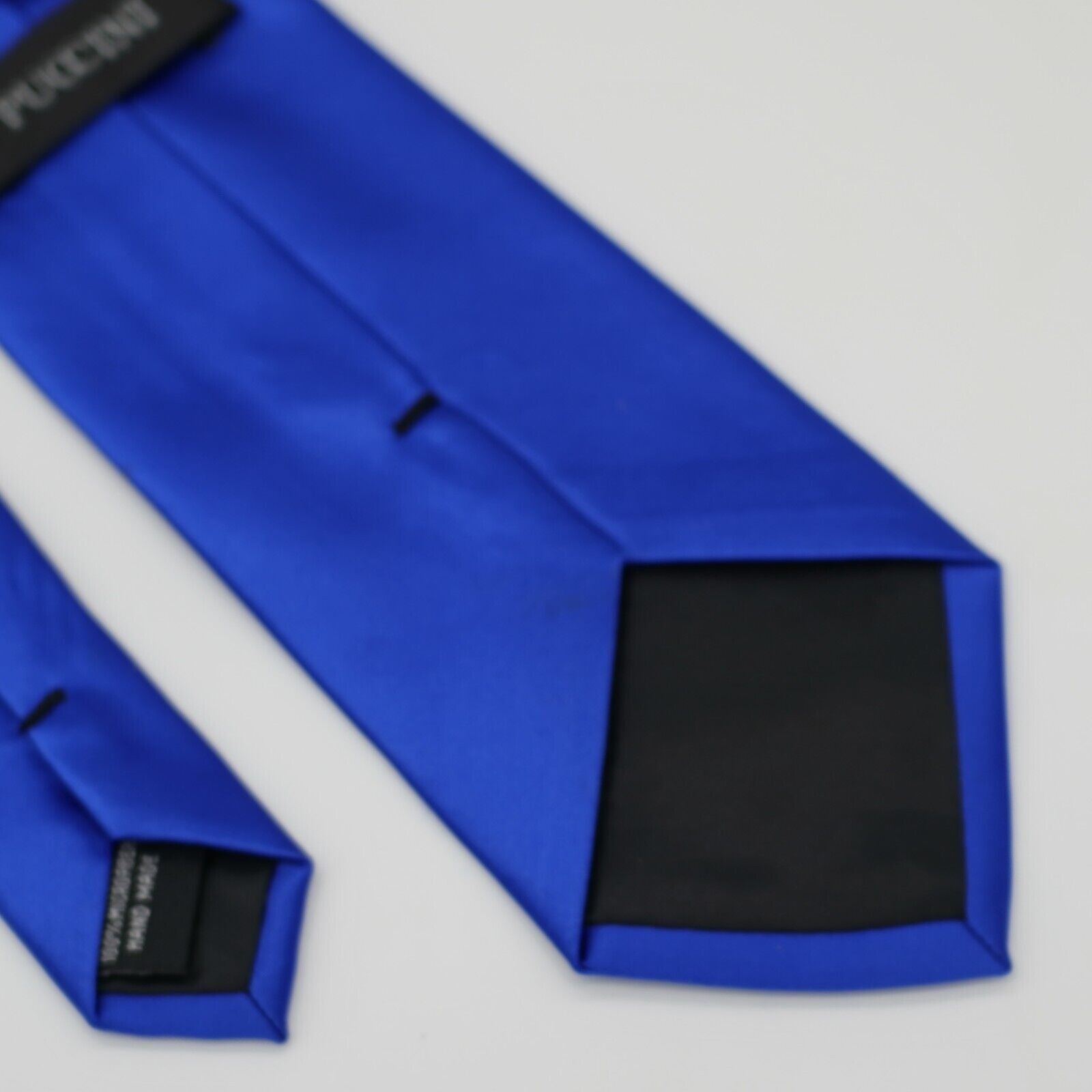 Designer Puccini Solid Shiny Blue Microfiber Tie Size ONE SIZE - 5 Thumbnail