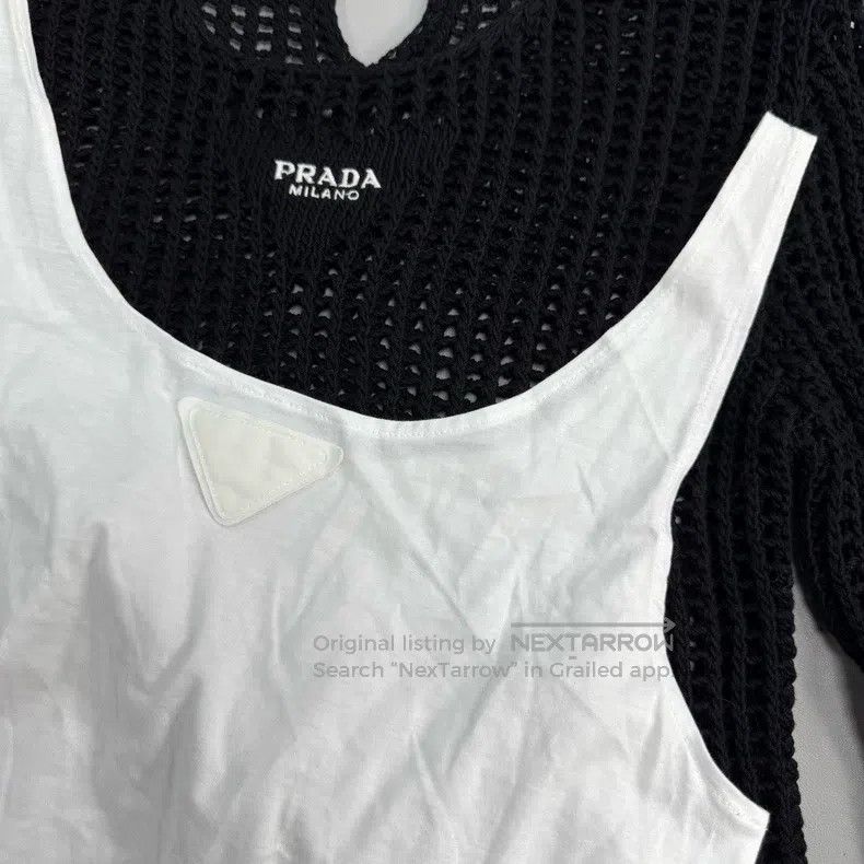 Prada Prada Black classic logo two-piece hollow knitted dress Size XS / US 0-2 / IT 36-38 - 9 Thumbnail