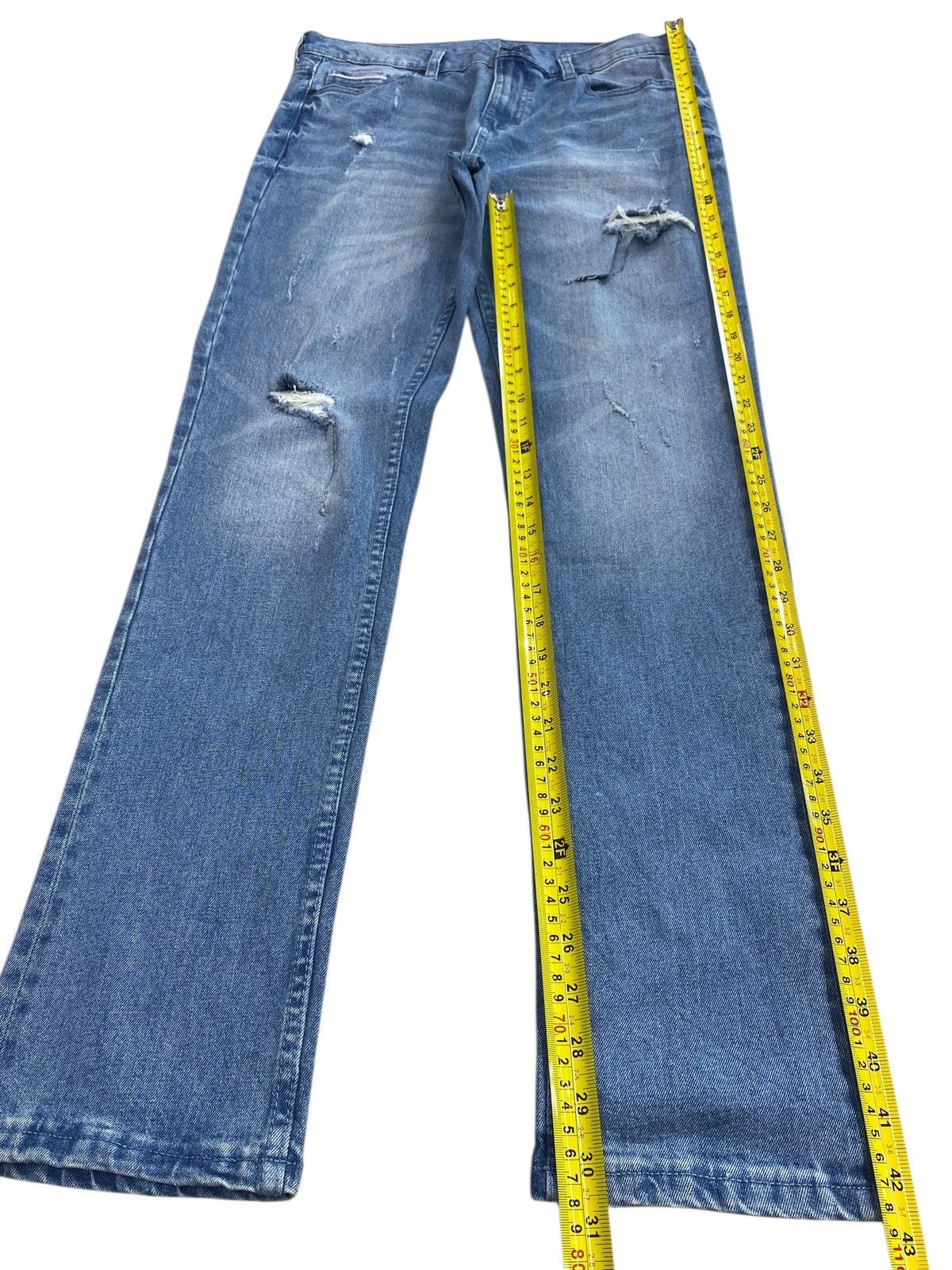 Japanese Brand Blue Faded Wash Style Straight Cut Jeans