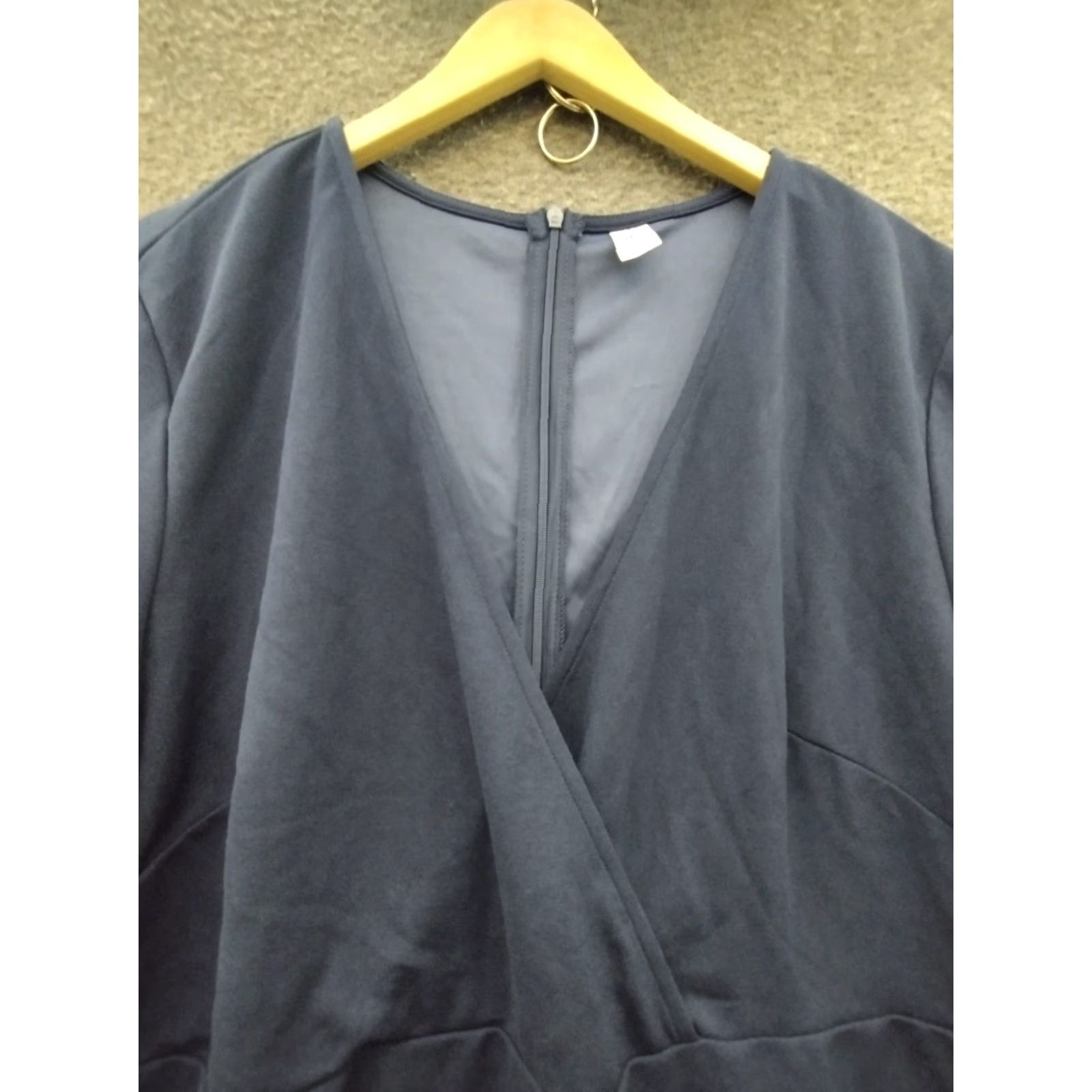 Vintage Women's Sheath Dress 2XL Navy Blue V-Neck 3/4 Sleeve Casual Size XXL / US 16-18 / IT 52-54 - 3 Thumbnail
