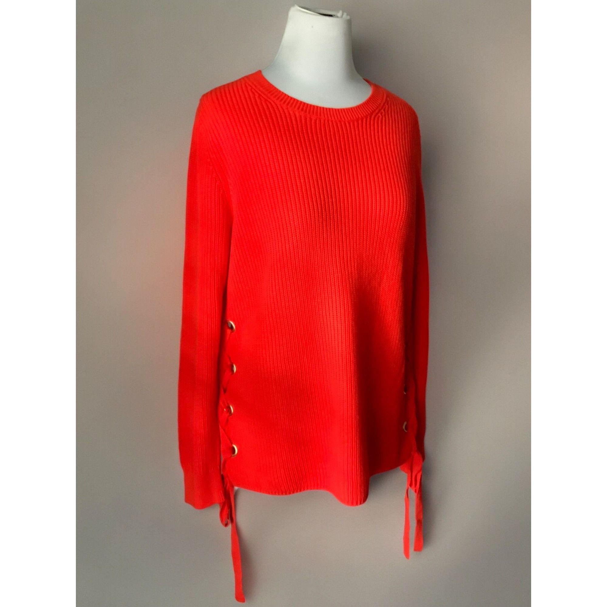 Michael Kors Michael Kors Sweater Orange Knit Side Tie Pullover Large Size L / US 10 / IT 46 - 7 Thumbnail