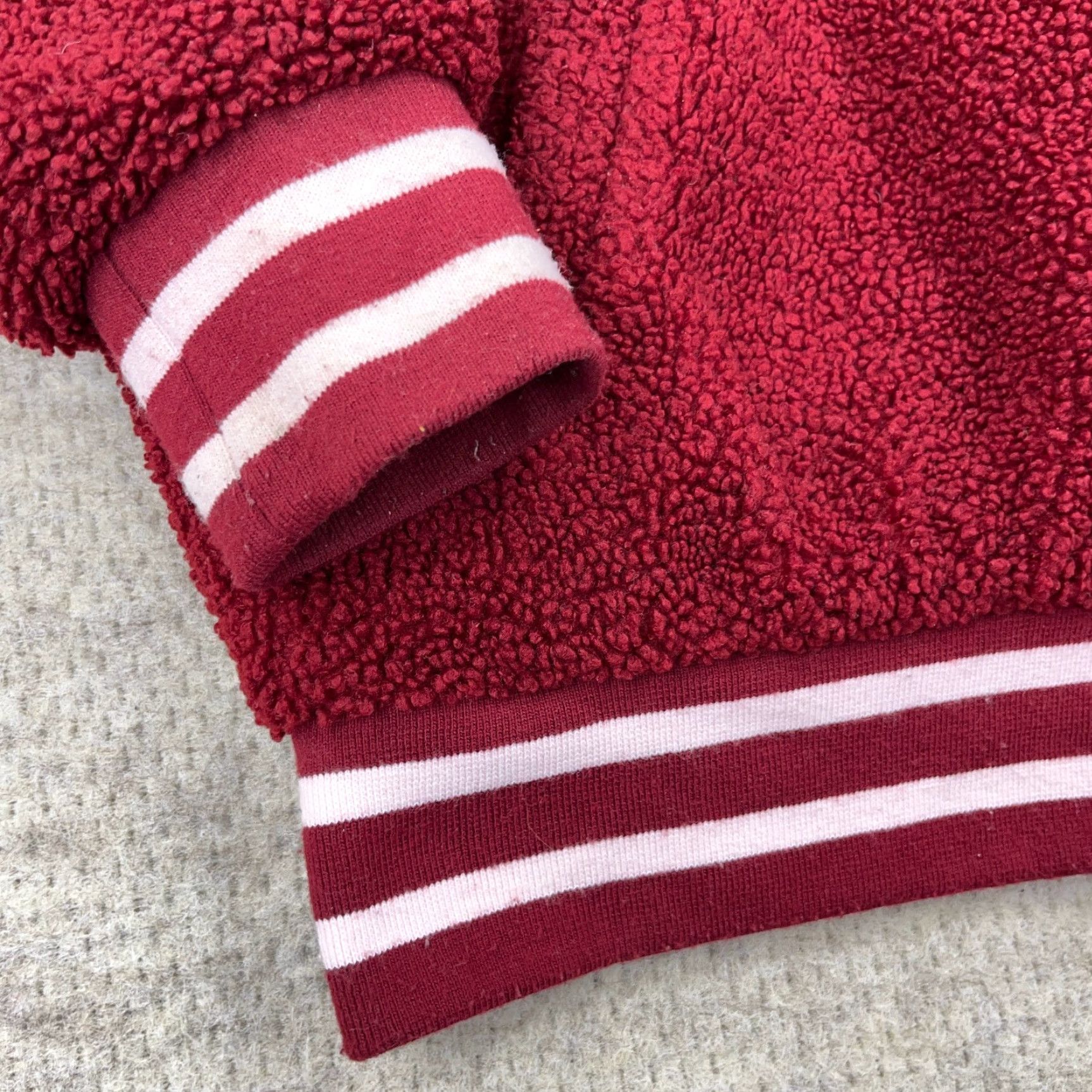 Etro Stussy Varsity Jacket Women Small Red Burgundy Sherpa Deep Pile Retro Snap Micah Size S / US 4 / IT 40 - 6 Thumbnail