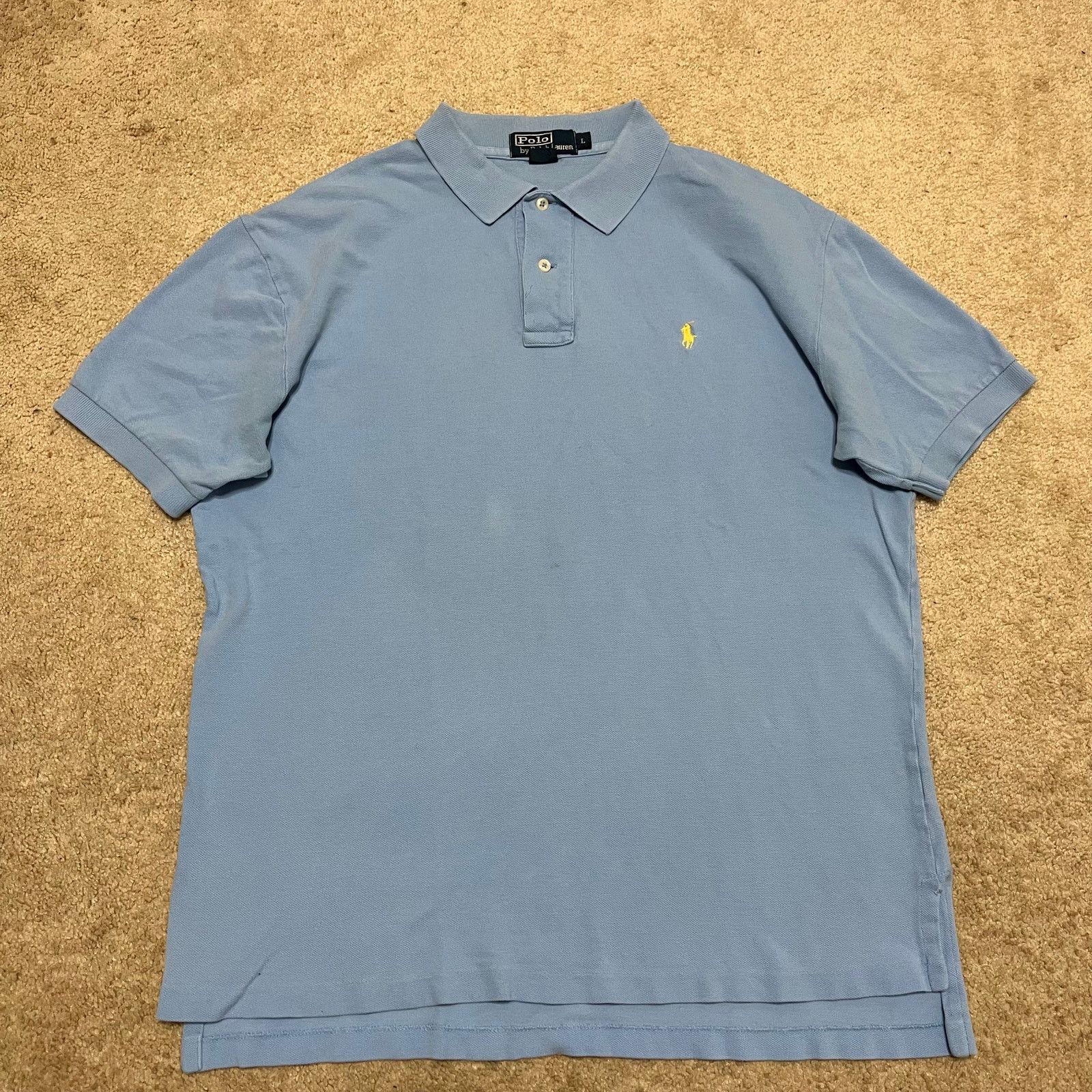 Polo Ralph Lauren Polo Ralph Lauren Baby Blue Yellow Pony Shirt Sleeve Polo Size US L / EU 52-54 / 3 - 1 Thumbnail