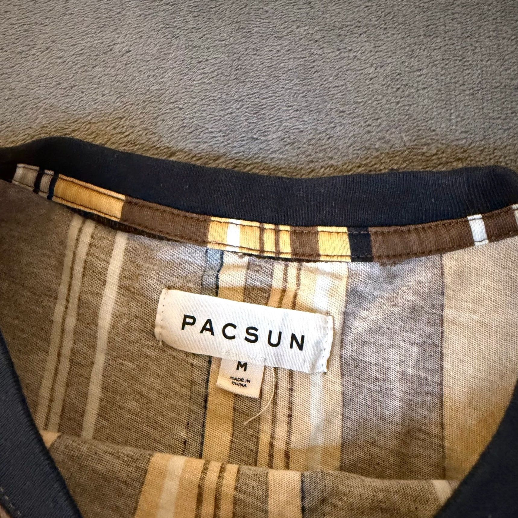 Pacsun VINTAGE PacSun Striped T-Shirt Brown Yellow White Black Cotton Casual Mens Medium Size US M / EU 48-50 / 2 - 2 Thumbnail