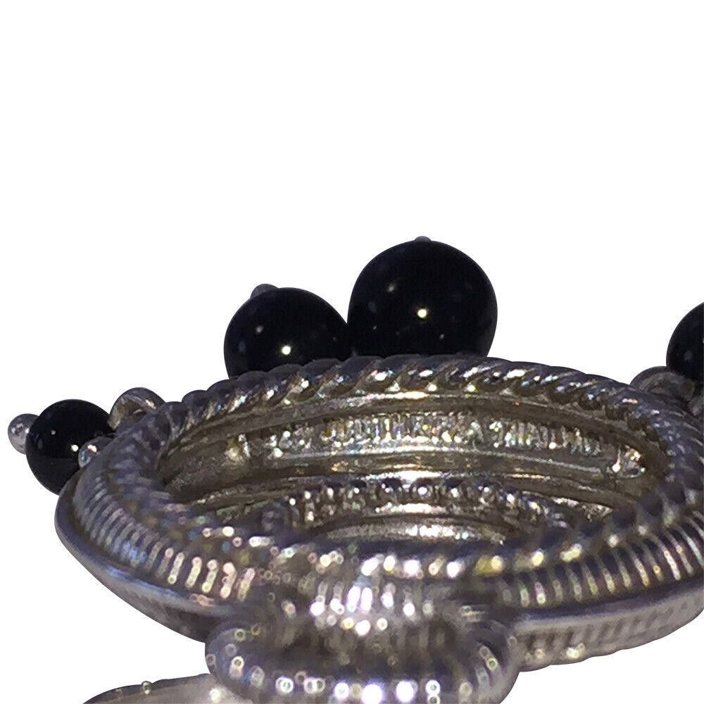 Designer Judith Ripka Sterling Black Onyx Hoop Earrings Size ONE SIZE - 7 Thumbnail