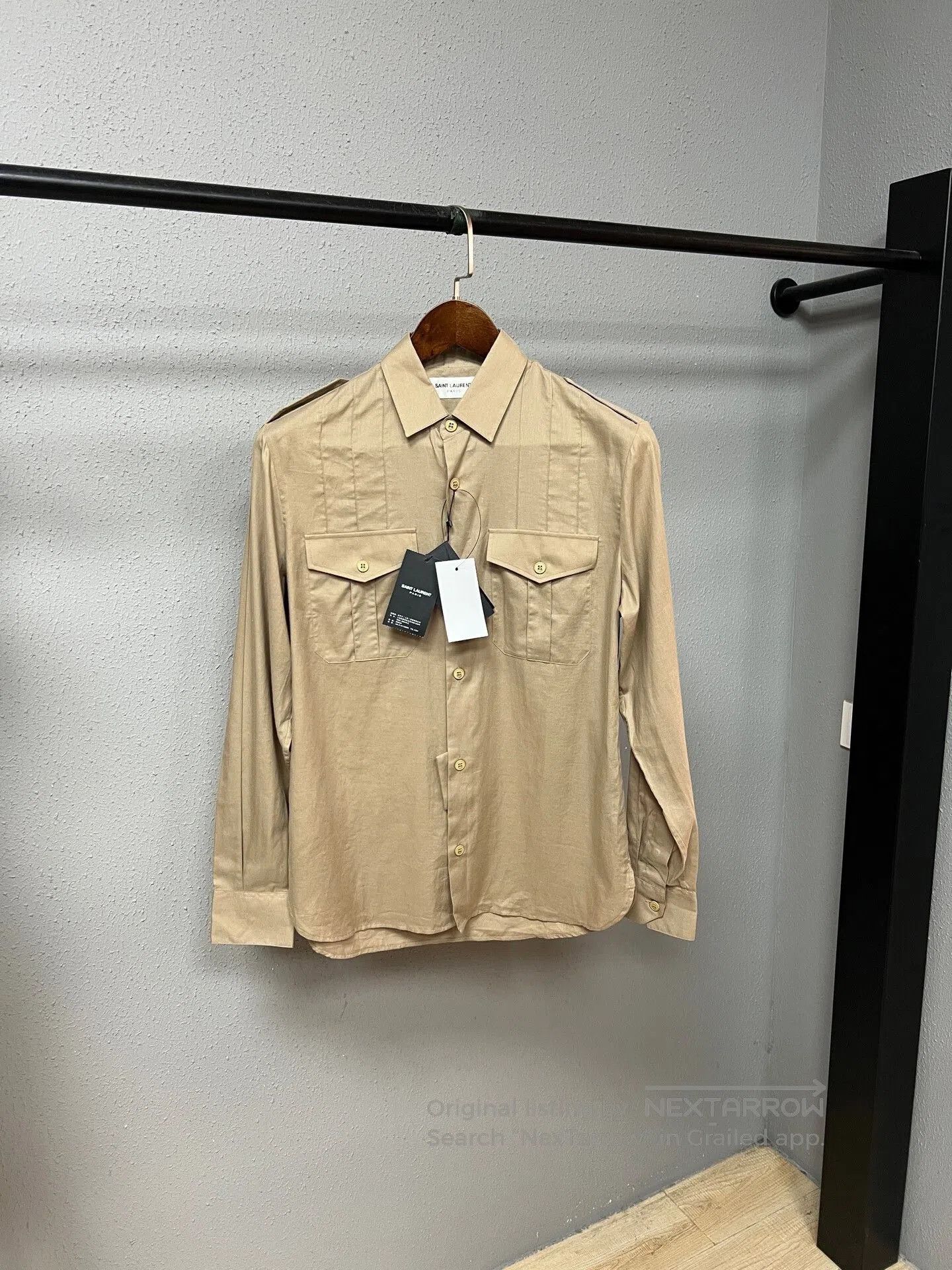 Saint Laurent Paris khaki long sleeve shirt by Saint Laurent. Size US M / EU 48-50 / 2 - 1 Thumbnail