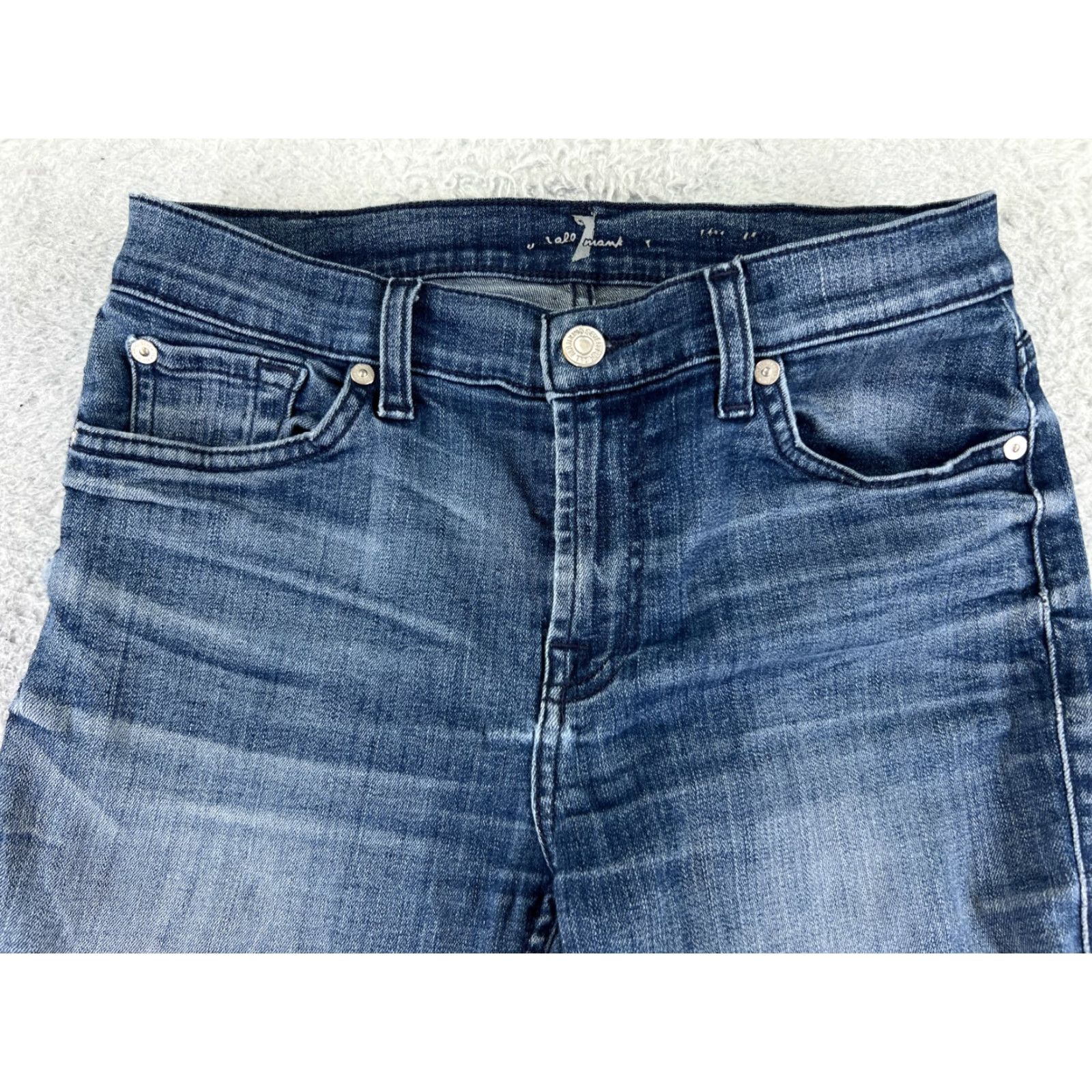7 For All Mankind 7 For All Mankind Jeans Womens 27 Blue Denim Skinny Regular 26in Inseam 28in Waist Cotton Blend Features Stretch Machine Washable Size 27" / US 4 / IT 40 - 4 Thumbnail