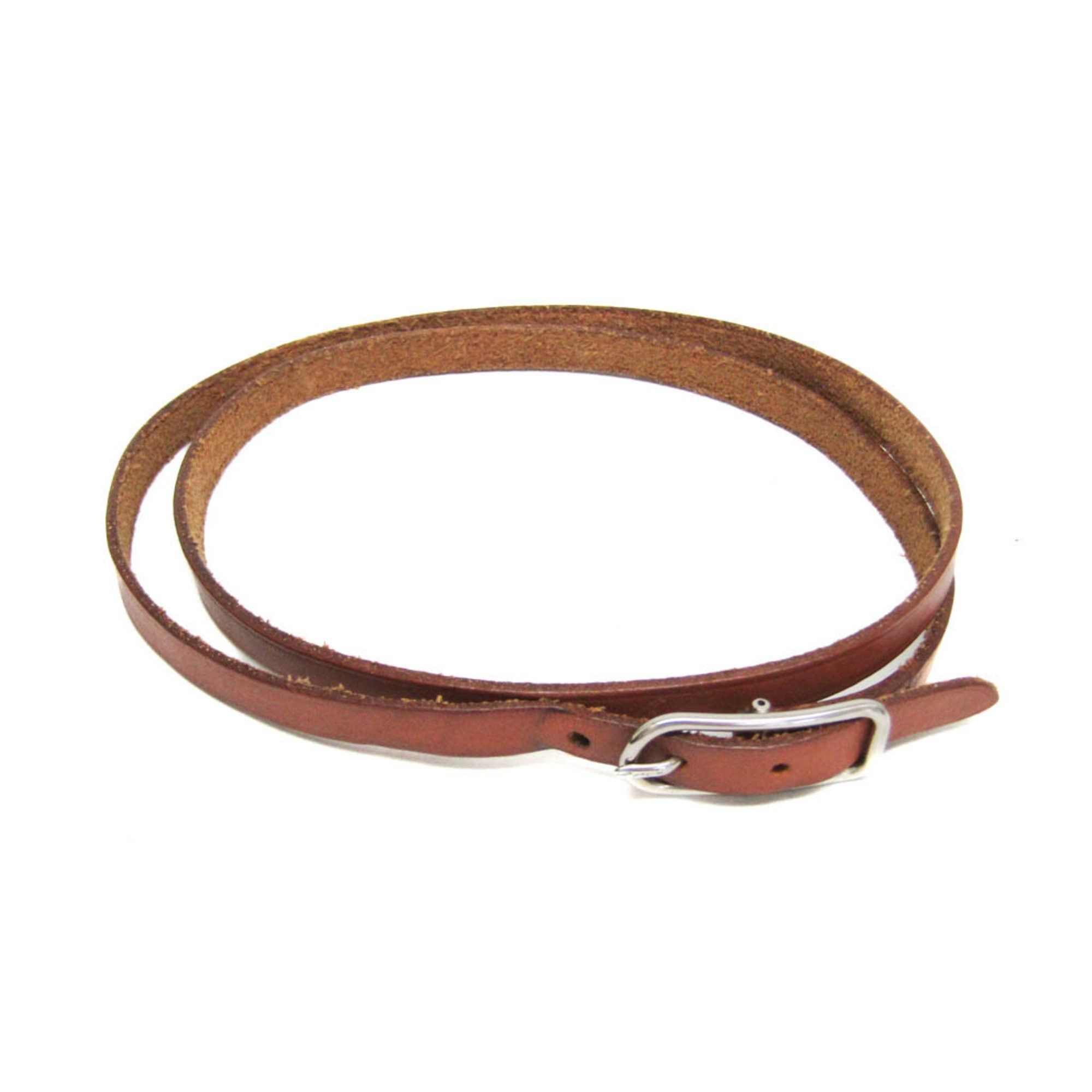 image of Hermes Hapi Leather,metal Wrap Bracelet Brown,silver, Women's