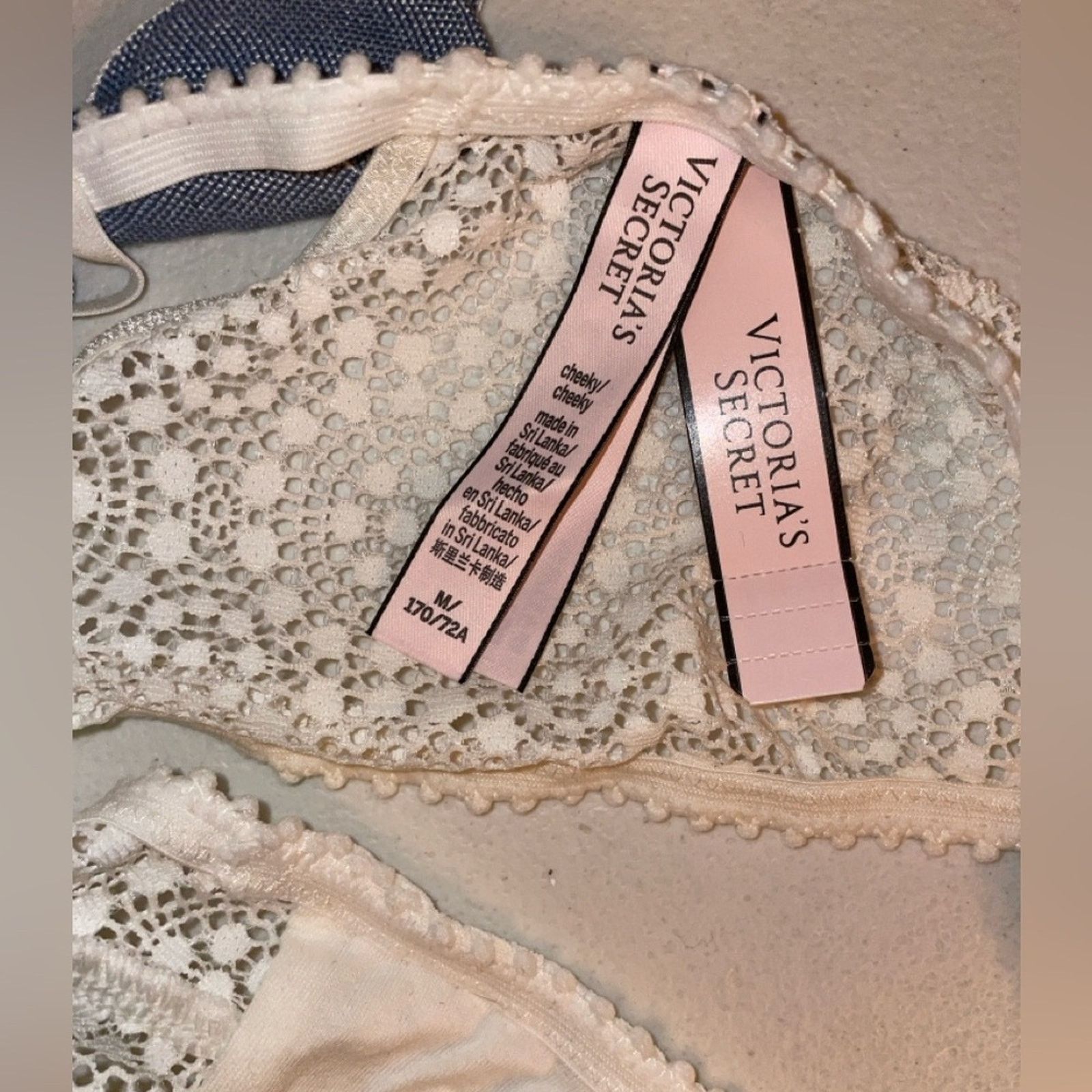 Victoria's Secret Victoria’s Secret Cheeky Panty Lace Panty Denim Bow Back Size ONE SIZE - 8 Thumbnail