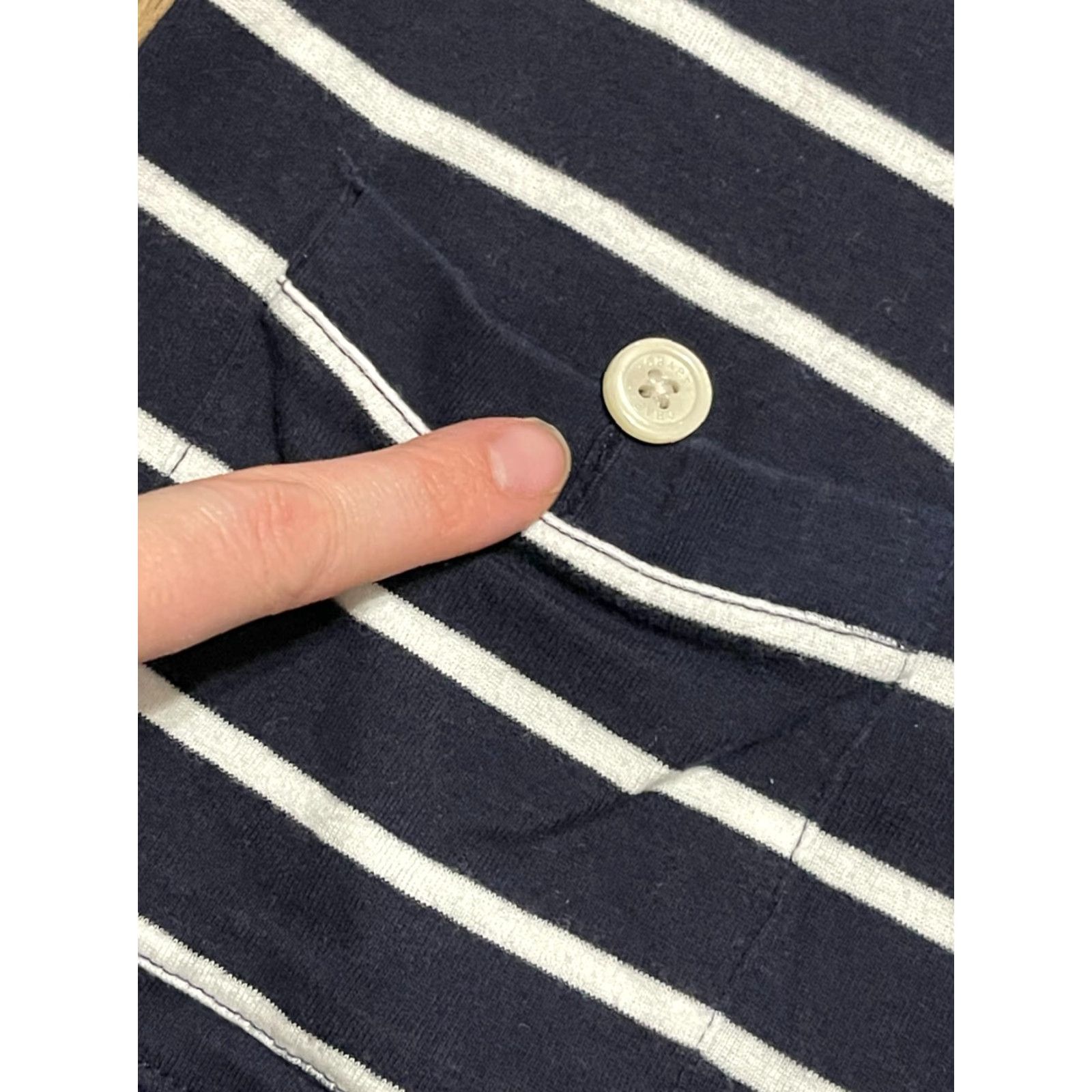 Chaps Chaps Shirt, Women's Size Medium, Navy White Striped, Button Up, Short Sleeve, Casual, Modern, Vintage: No, Regular Fit, White, M, Women Size M / US 6-8 / IT 42-44 - 3 Thumbnail