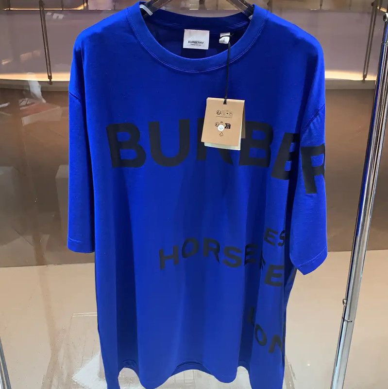 Burberry Burberry Blue Men's T-shirt with Black Logo Size US L / EU 52-54 / 3 - 1 Thumbnail