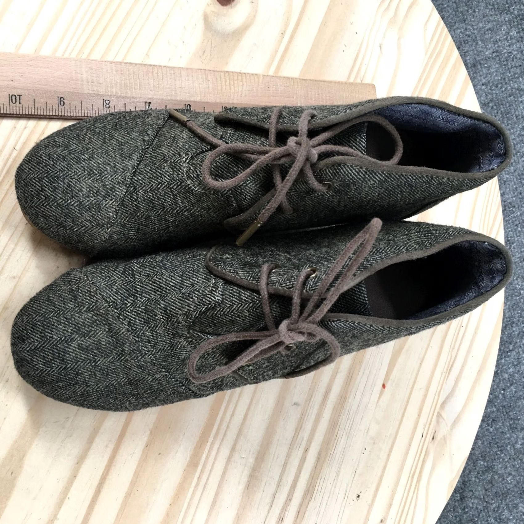 Toms TOMS Boots Womens 7 Casual Ankle Booties Wedge Comfort Gray Fabric Lace Up Shirt Womens" Size US 7 / IT 37 - 7 Thumbnail
