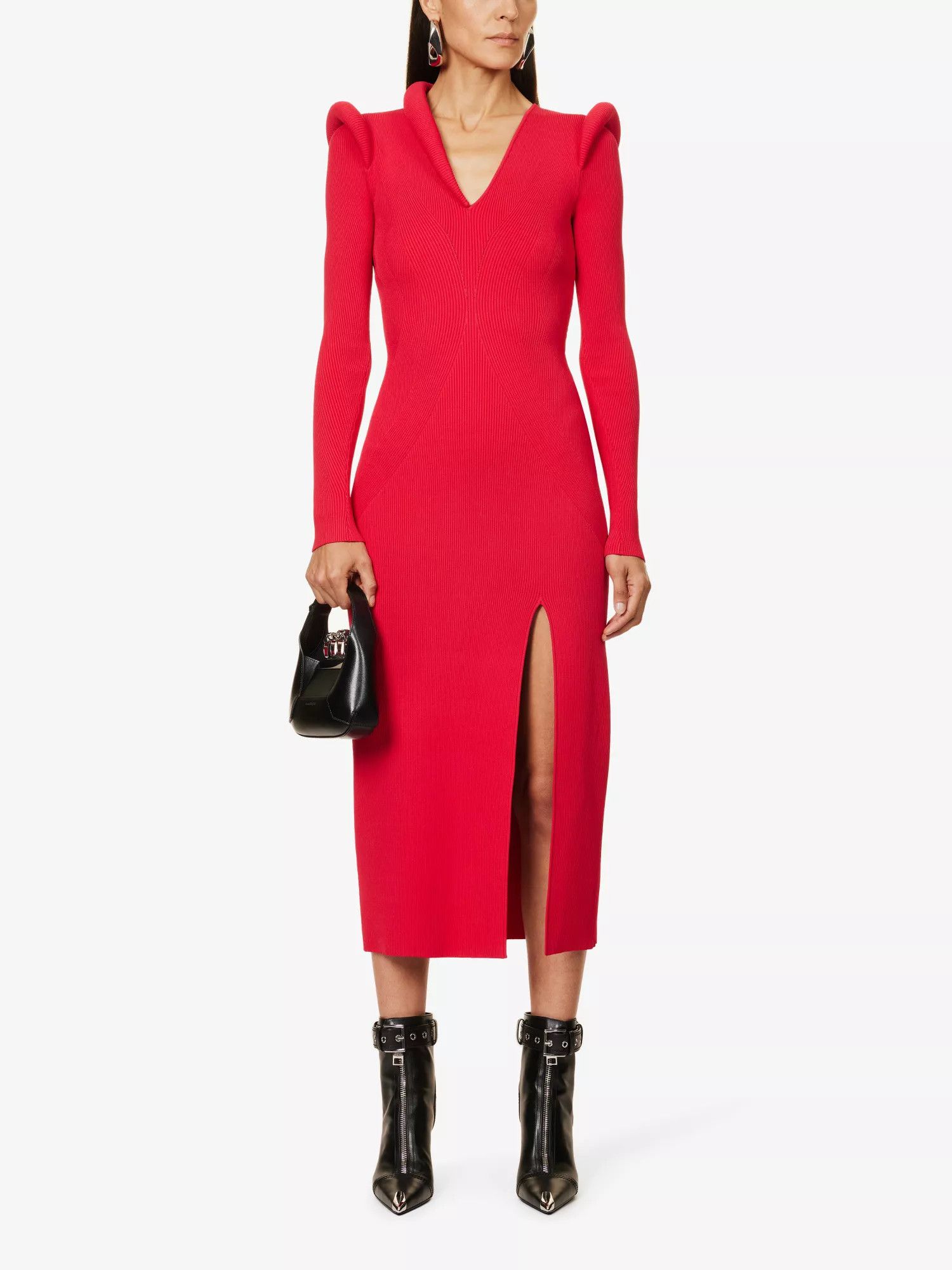 Alexander McQueen o1y0325 Midi Dress in Red Size M / US 6-8 / IT 42-44 - 2 Thumbnail