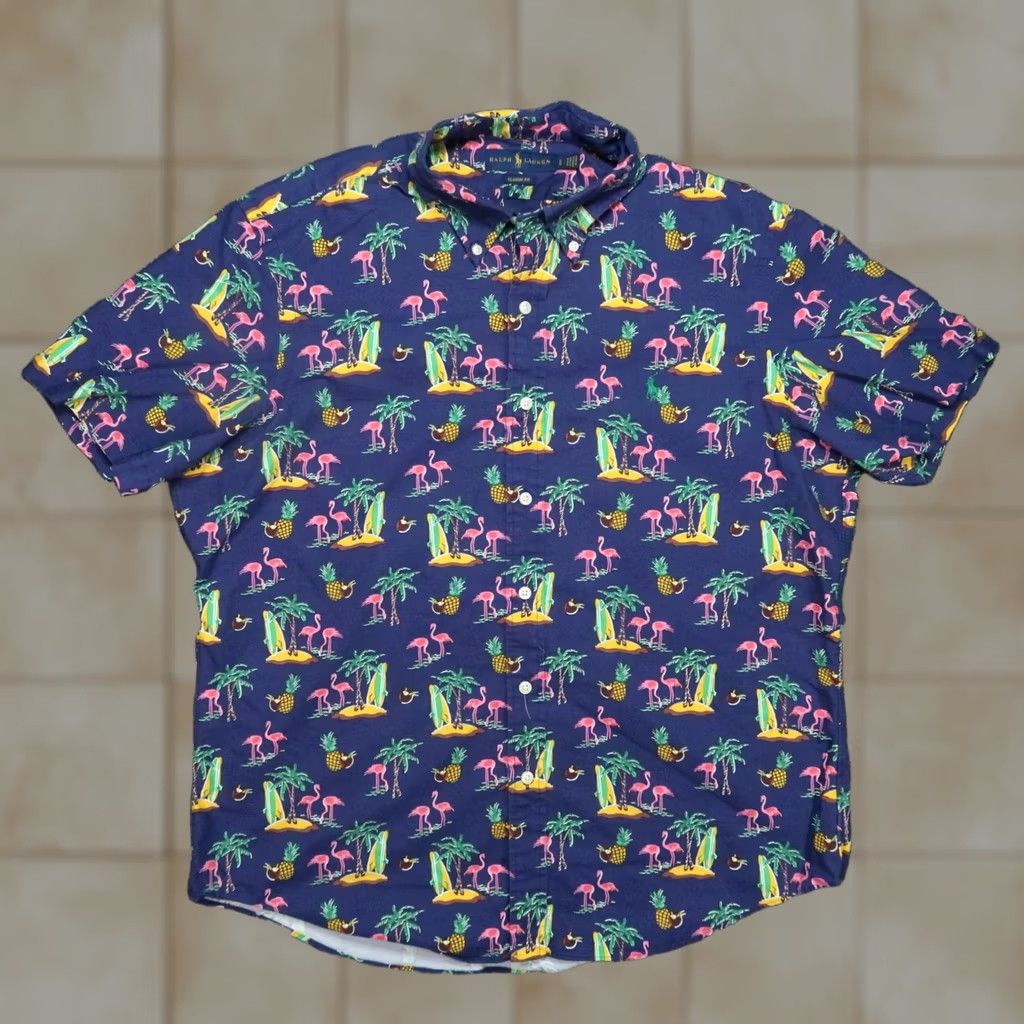 Ralph Lauren Ralph Lauren Shirt Men Large Blue Classic Button-Up Smoking Flamingo? Size US L / EU 52-54 / 3 - 1 Thumbnail