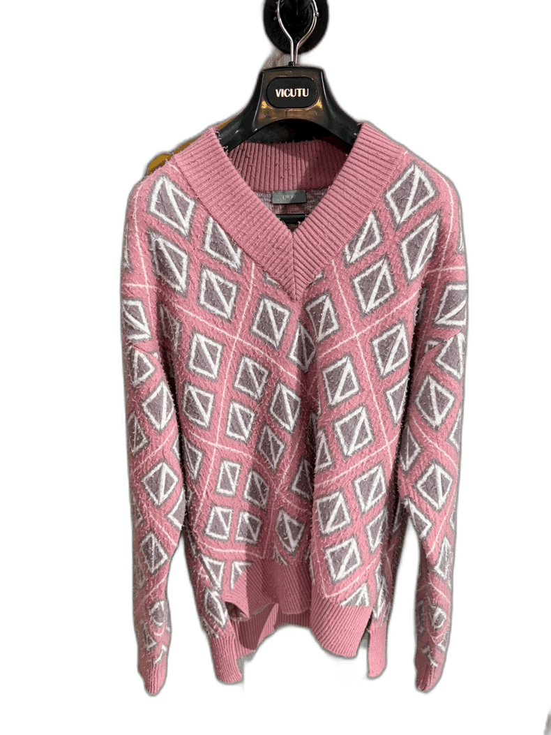 Dior dior pink geometric pattern sweater Size US M / EU 48-50 / 2 - 1 Thumbnail
