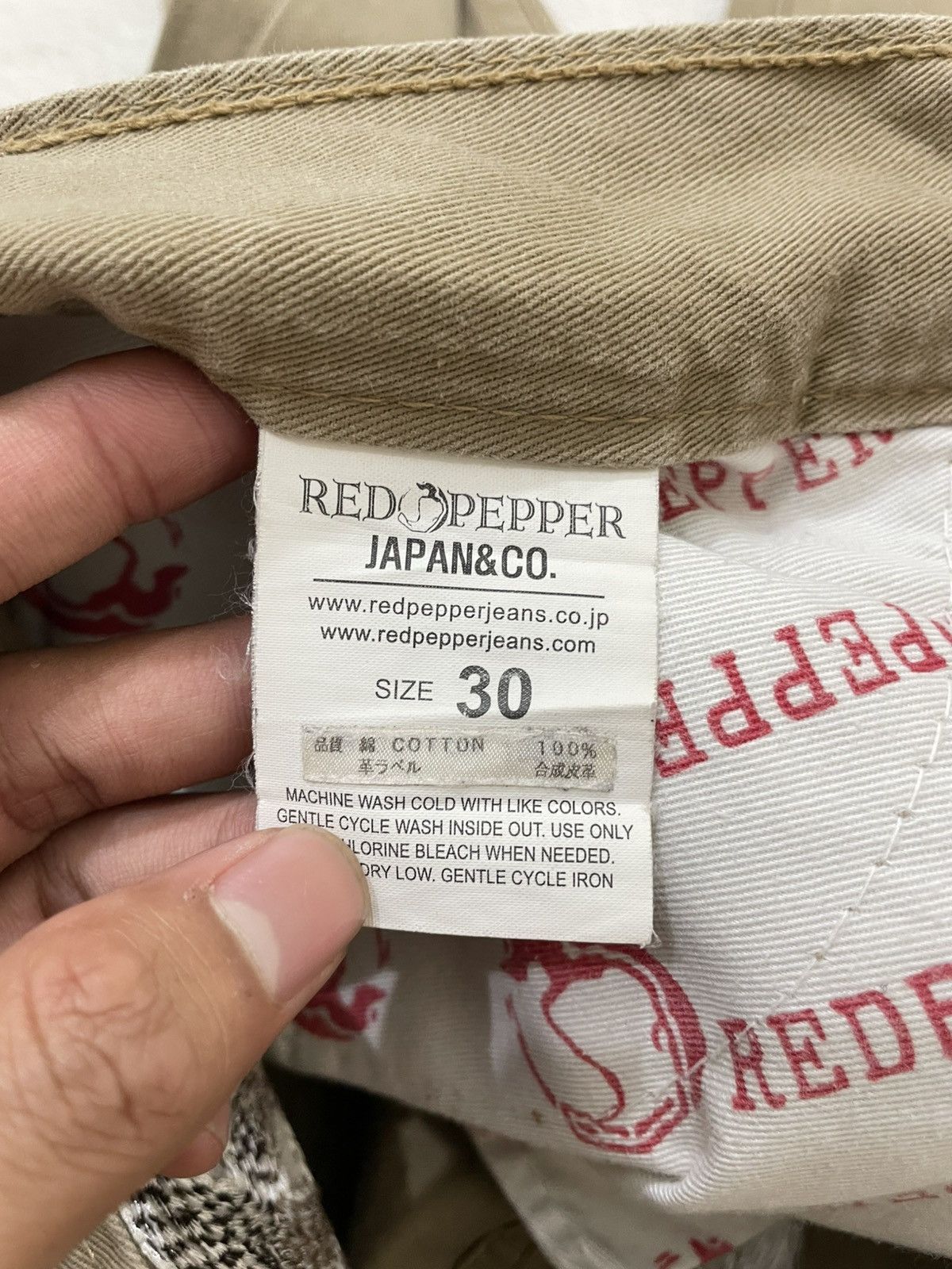Ed Hardy 2000s Red Pepper Embroidered Eagle Khaki Jeans Japan Y2K Size US 33 - 8 Thumbnail