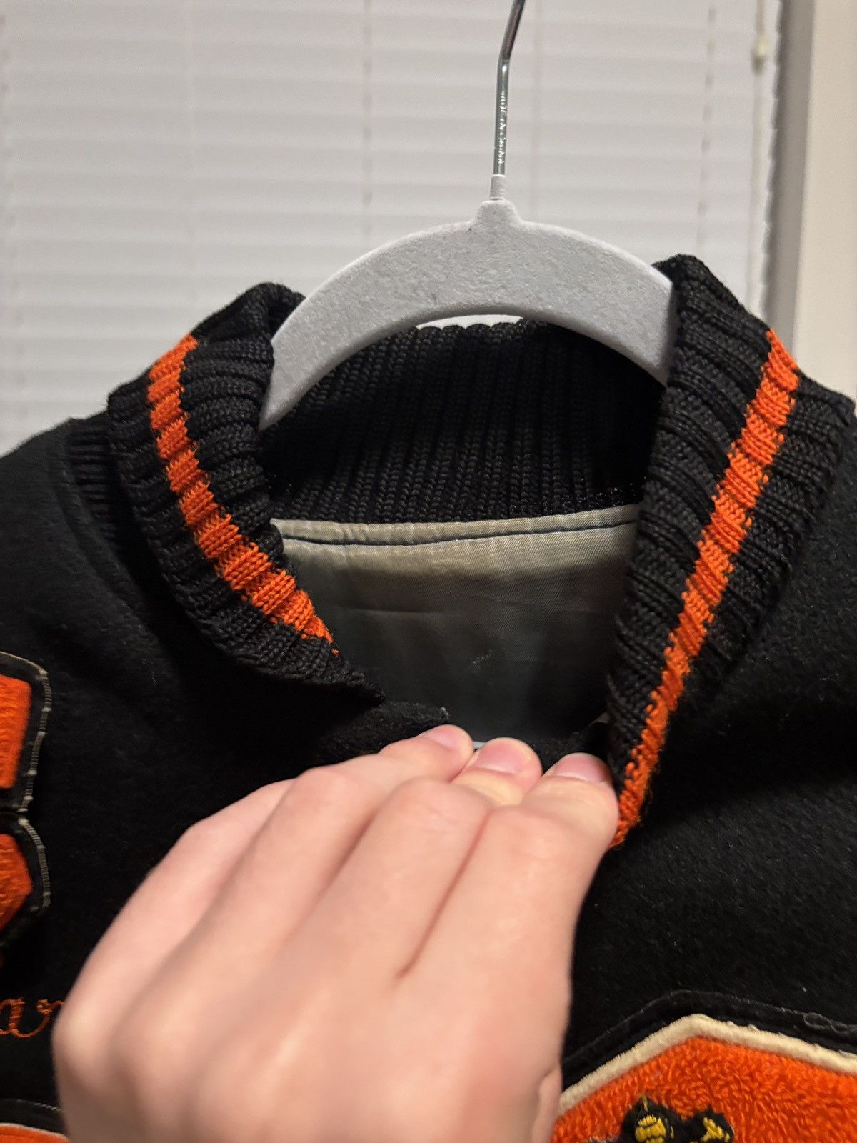 Vintage Vintage 60-70s black and orange varsity jacket w/patches Size US L / EU 52-54 / 3 - 5 Thumbnail