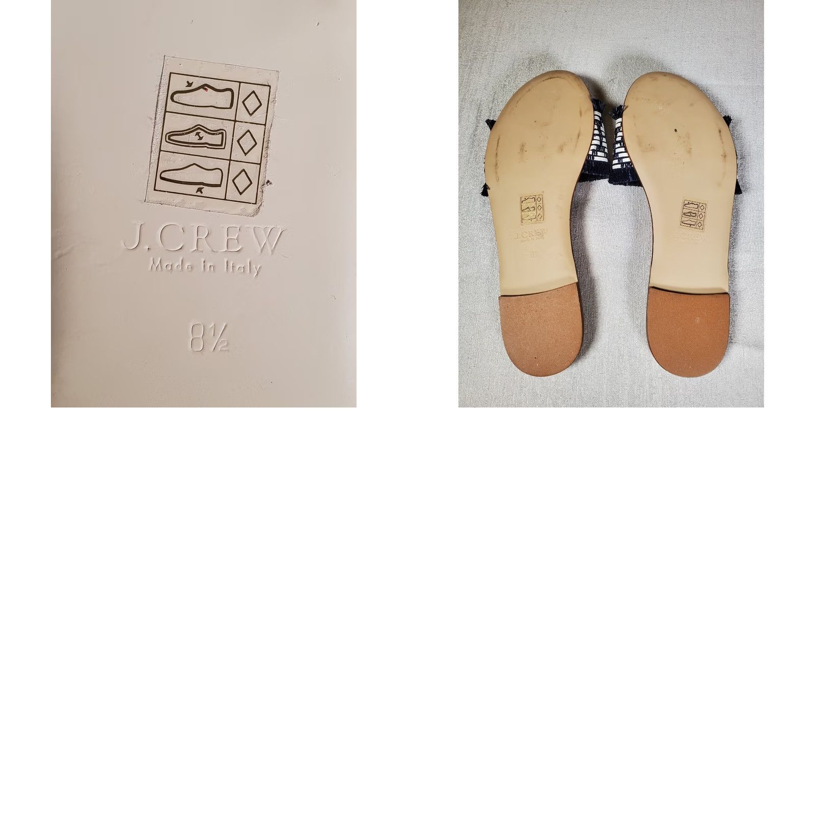 J.Crew J.Crew Sandals Woven Raffia Navy Blue / White Slip On Slides Women US 8.5 Italy Summer Casual Size US 9 / IT 39 - 8 Thumbnail