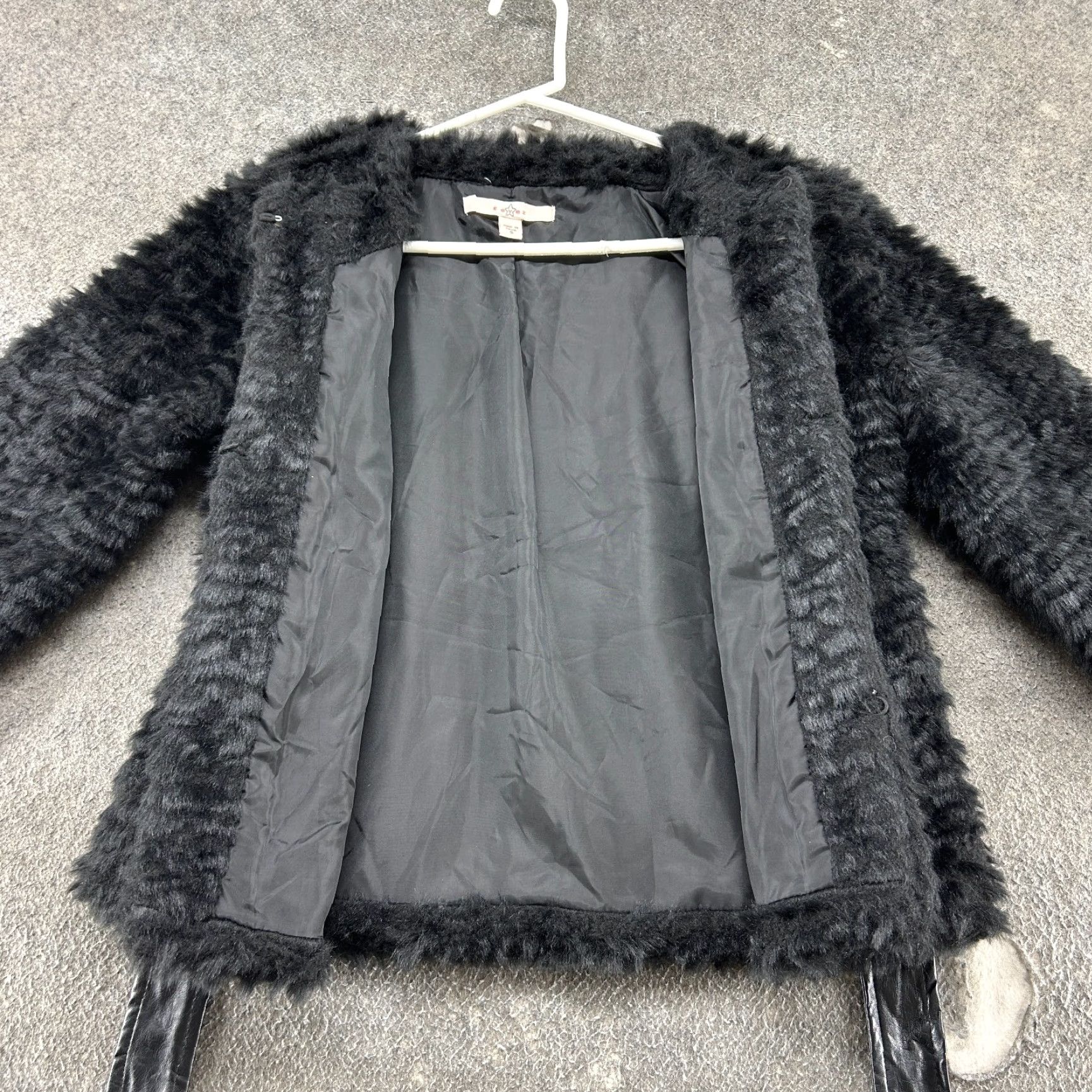 Vintage VINTAGE Fever Jacket Womens Small Black Coat Faux Fur Belted Club Rave Party Y2K Jacket/Coat Long 3/4 Sleeve Regular Women Size S / US 4 / IT 40 - 5 Thumbnail