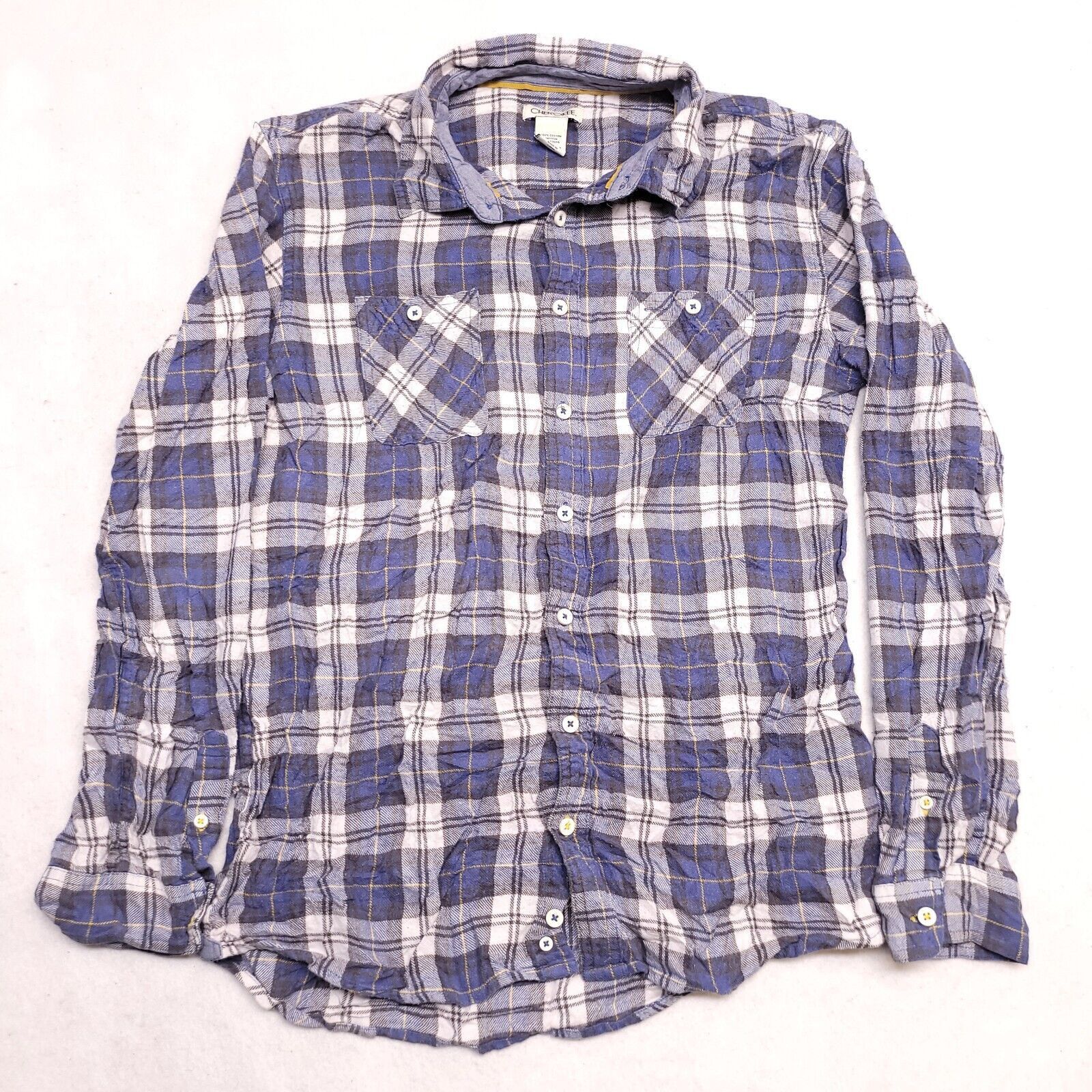 Cherokee Cherokee Tartan Flannel Button Shirt Mens Size XL Blue White Size US XL / EU 56 / 4 - 2 Thumbnail