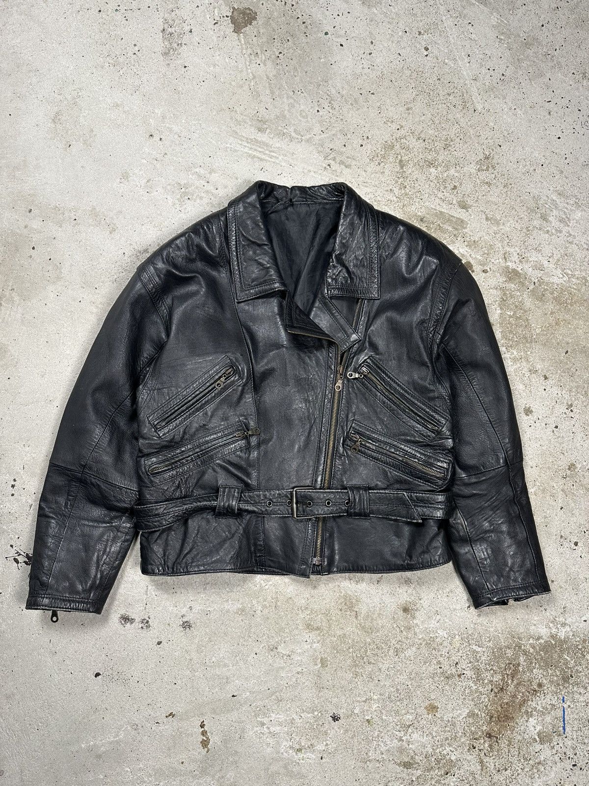 Vintage Vintage Y2K Moto Biker Style Black Cropped Leather Jacket Size US S / EU 44-46 / 1 - 1 Thumbnail